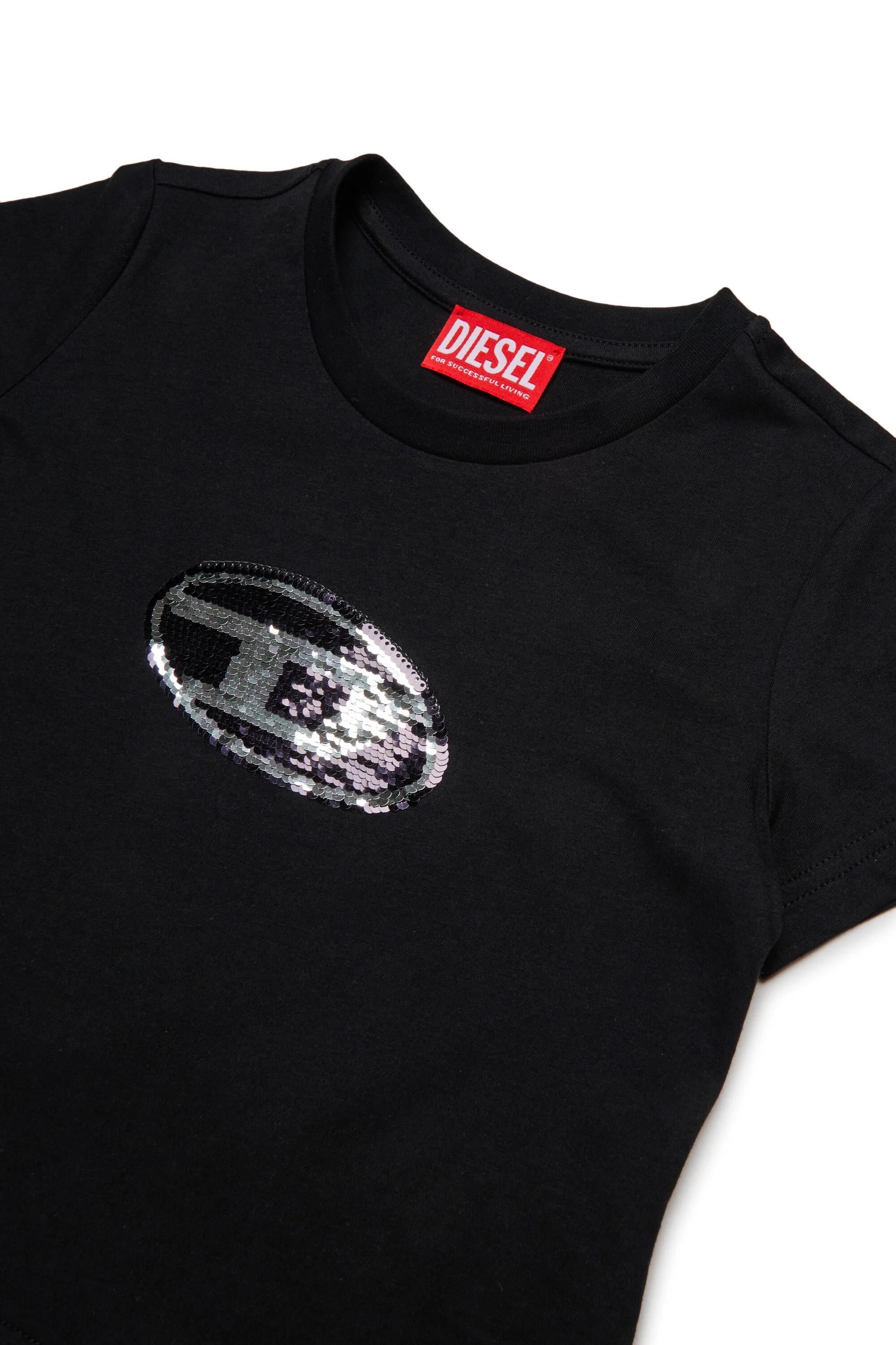T-shirt diesel bambina tsequinsg nera J02371-KYAUN K900 DIESEL 