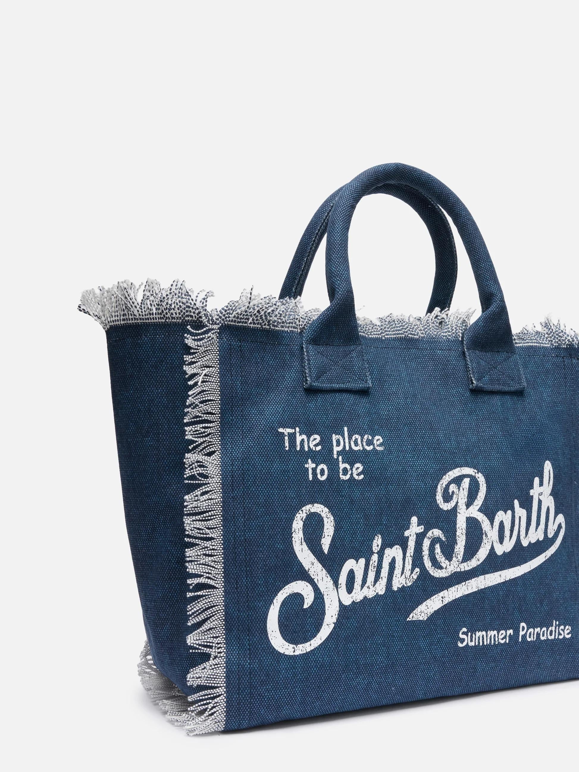 Borsa a spalla Vanity in canvas di cotone indaco VANI001 00431L MC2 SAINT BARTH 