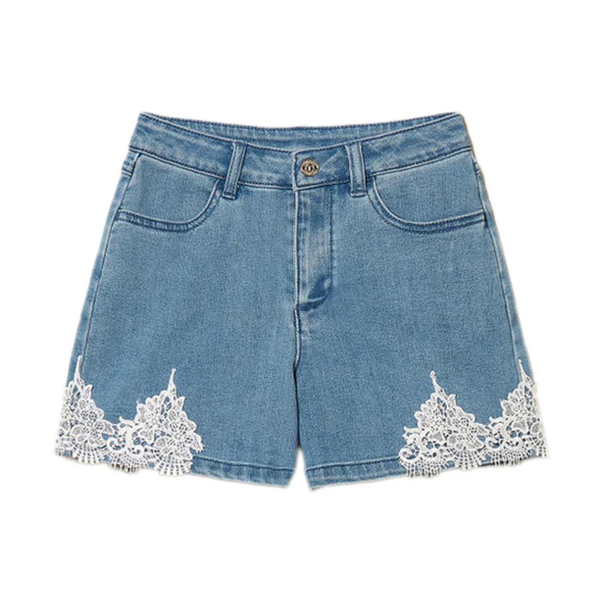 TWINSET SHORT DENIM CON INSERTI IN MACRAME' 261GJ2081 03451 TWINSET 