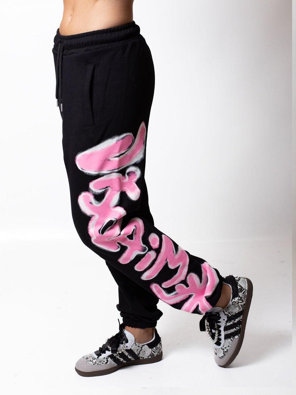 Pantalone Tuta Disclaimer da Donna - Nero 25IDS55155 NERO-ST.ROSA BUBBLE DISCLAIMER 