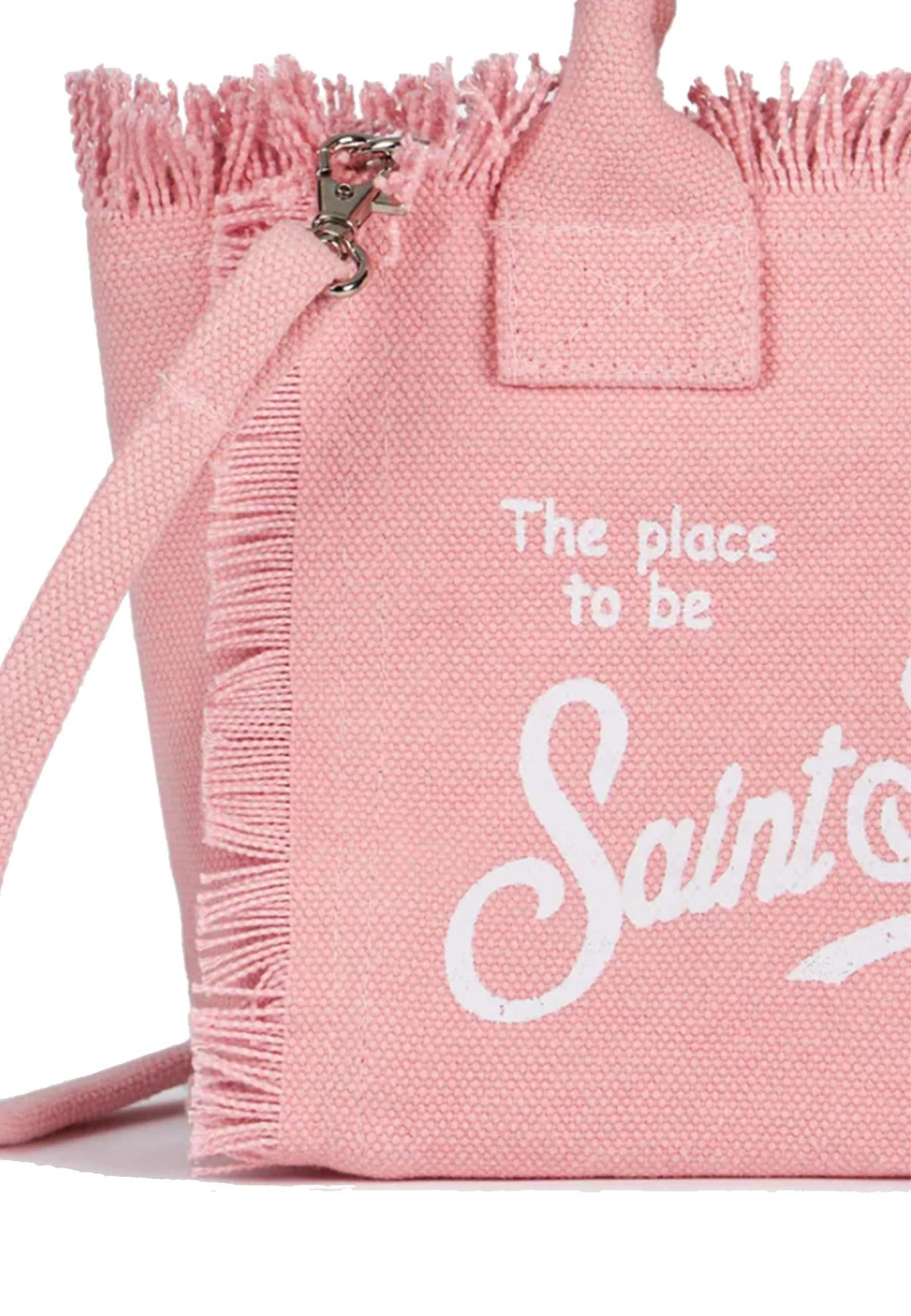 Mc2 saint barth Borsa Vanity Mini Rosa in Canvas Stampa Logo Bianco VAMI001 00135L MC2 SAINT BARTH 