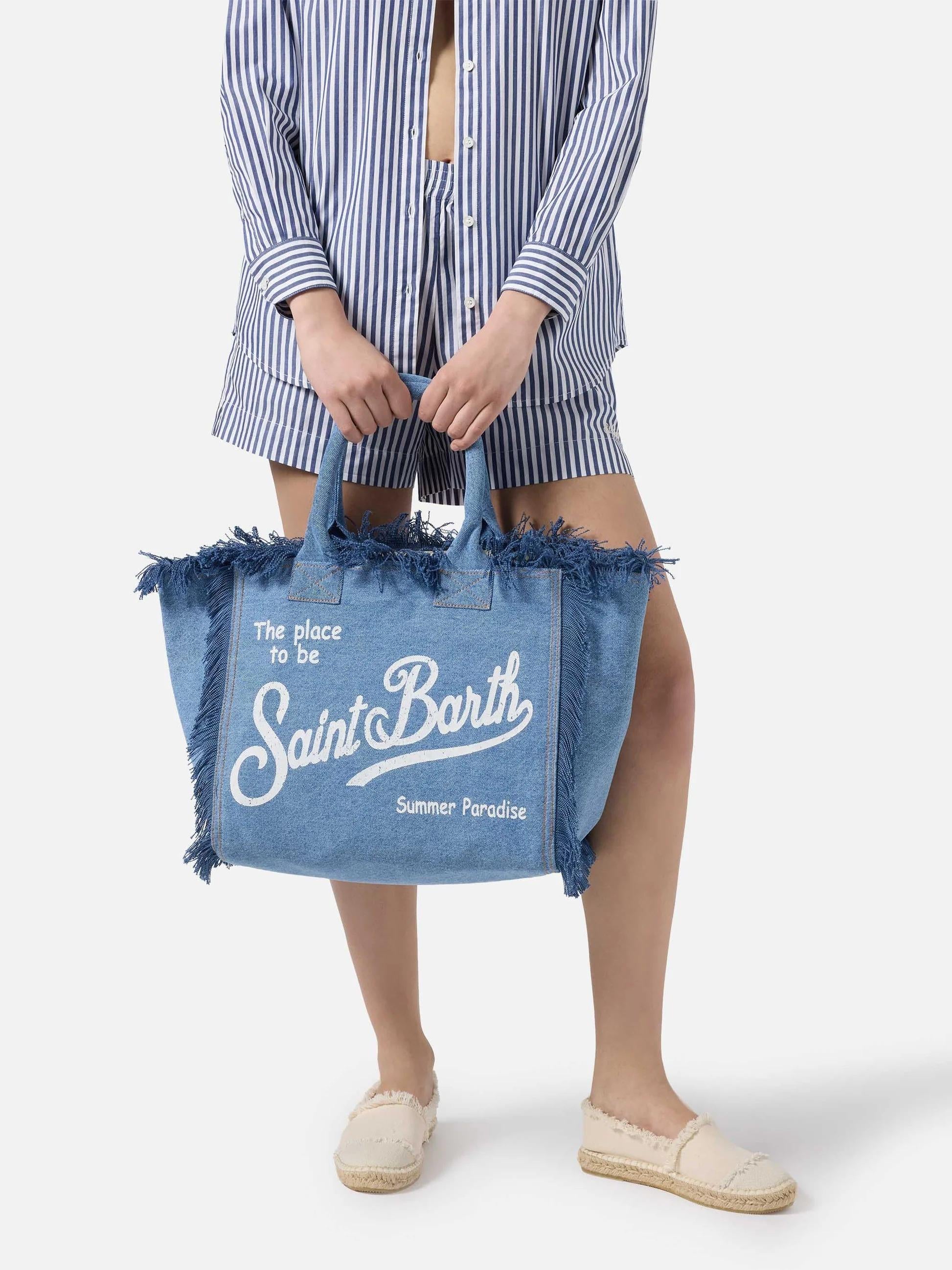 Borsa Vanity regular in denim lavaggio medio VANI001 00009L MC2 SAINT BARTH 