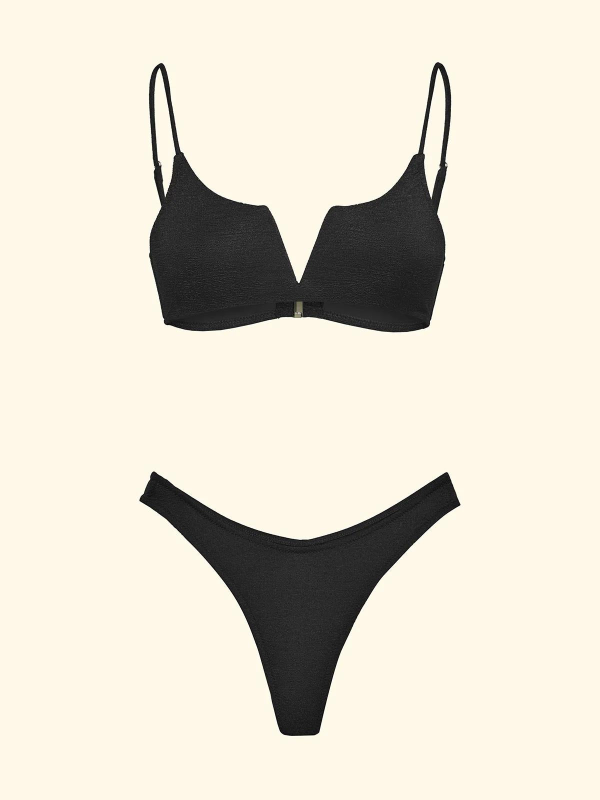 Bikini Donna F**K Top Fisso con ferretto e Slip Americano Fisso Nero SW1805-BK FK00-SW1805 BK F**K 