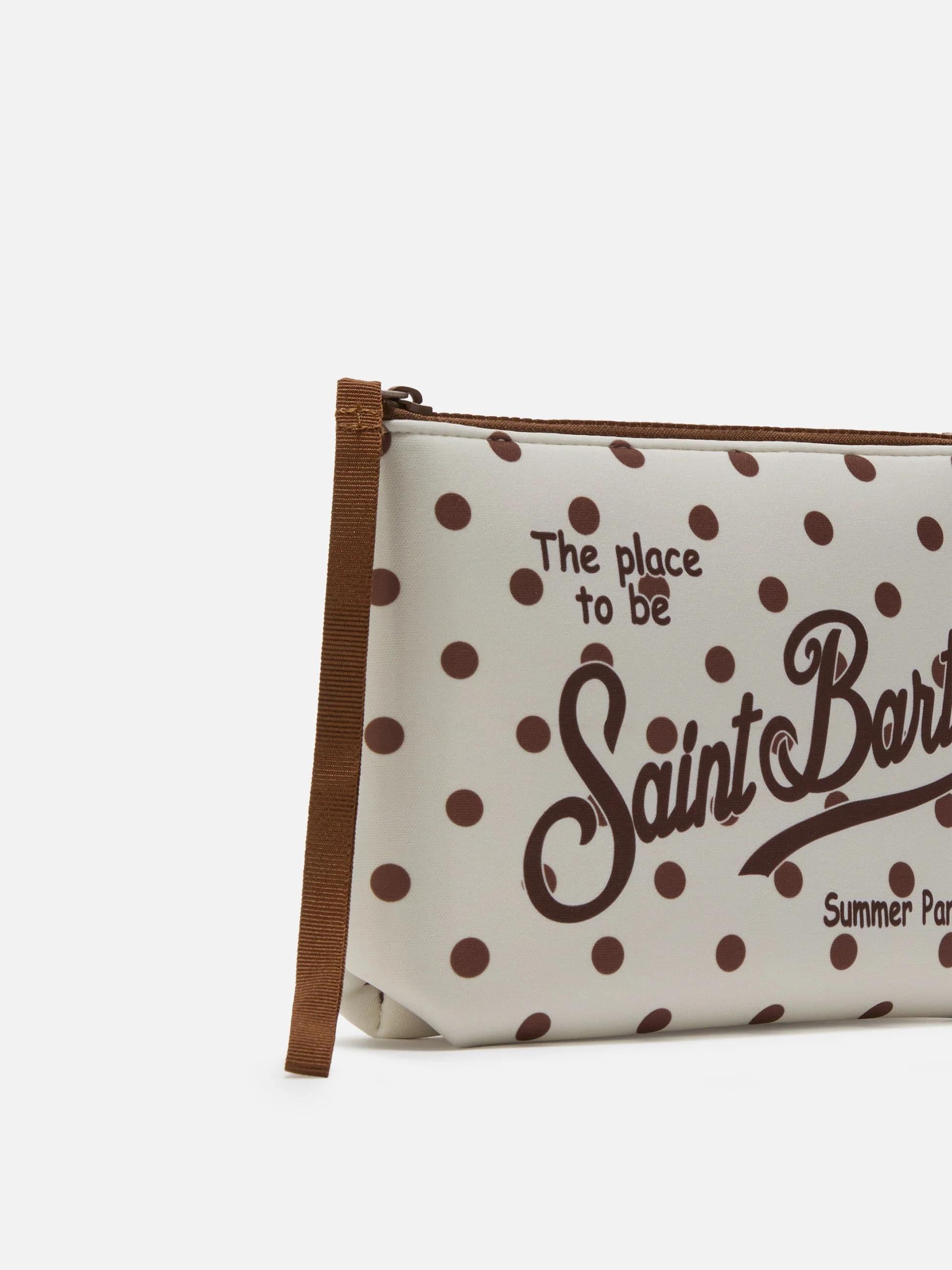 Pochette Aline in scuba con stampa pois beige ALIN001 03287L MC2 SAINT BARTH 