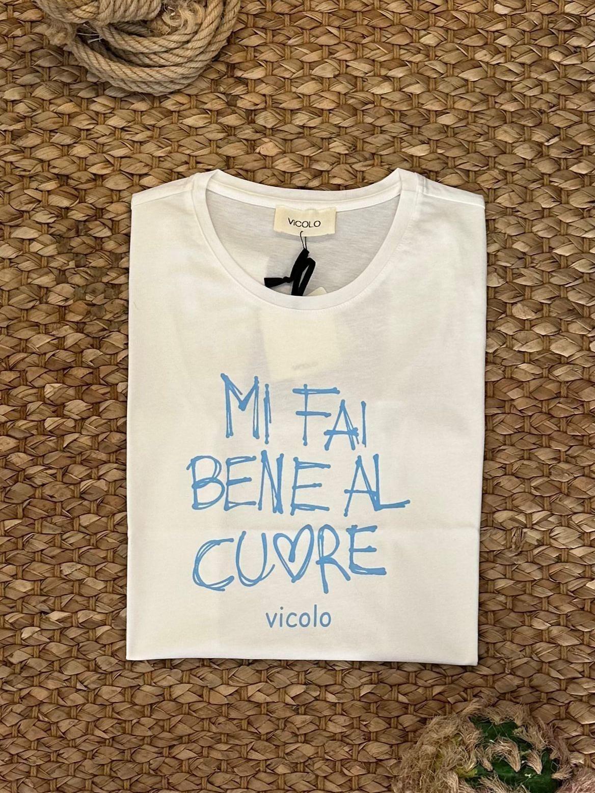 T SHIRT VICOLO SCRITTA MI FAI BENE AL CUORE RAB0635 02 VICOLO 