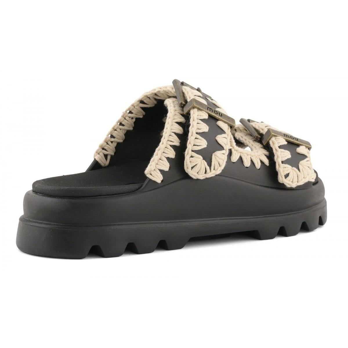 MOU Eva one-piece slide two buckles black MU.SW661001N BKWH MOu 