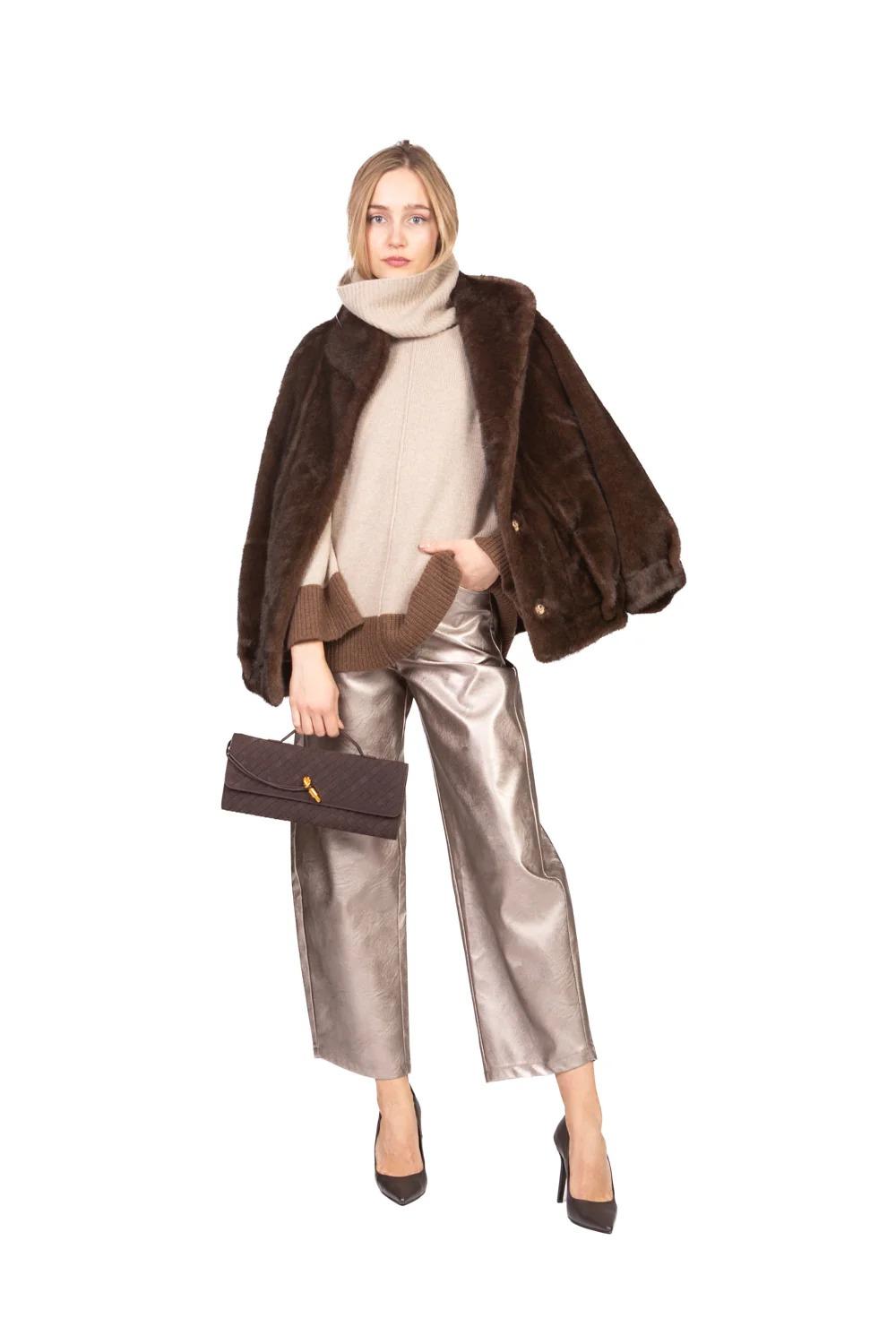 Vicolo - Maglia collo alto profilo contrasto Art. 55245F beige 55245F BEIGE VICOLO 