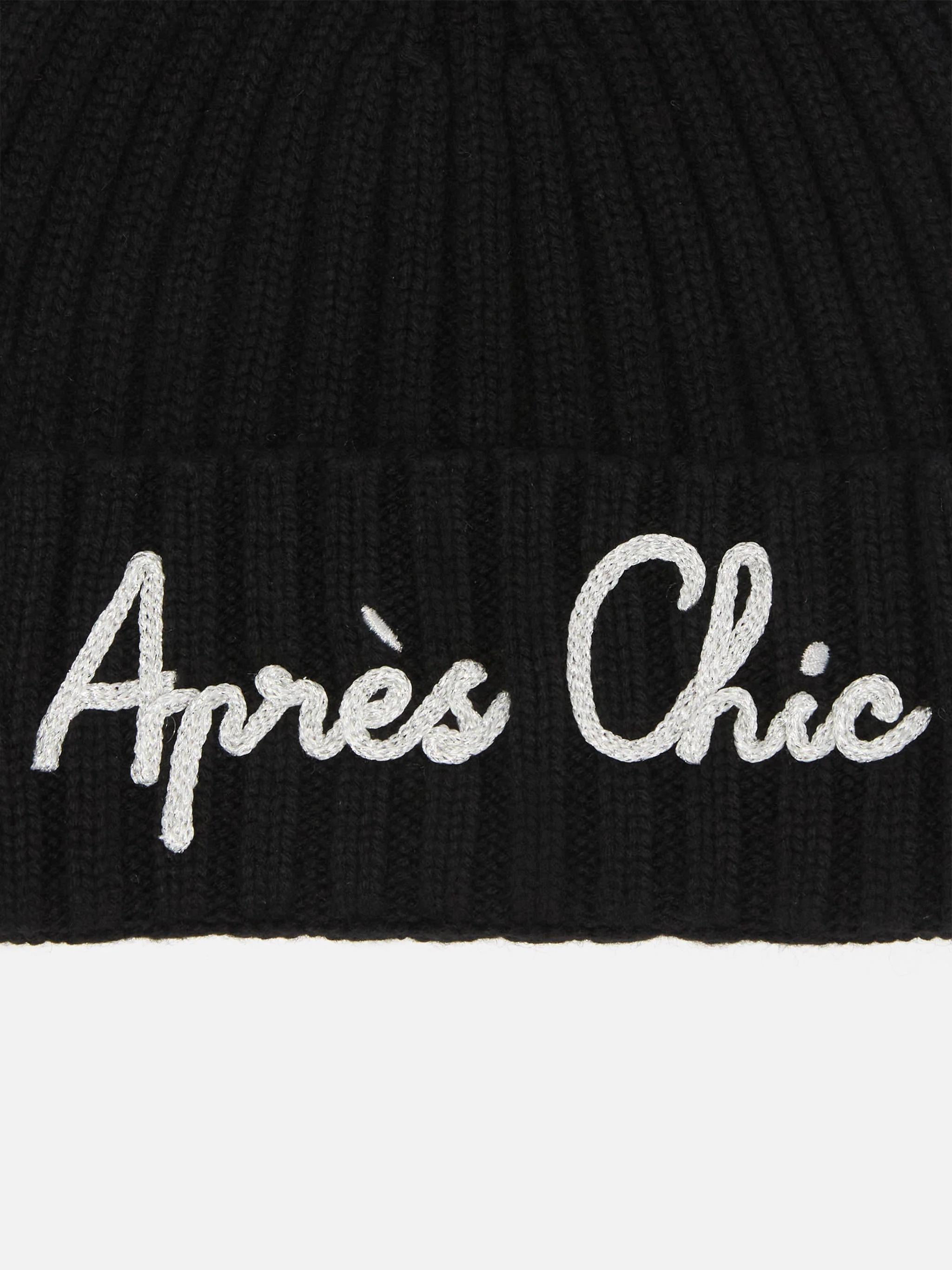 Berretto Wengen in misto cashmere nero con ricamo lurex Apres Chic WENG005 03837I MC2 SAINT BARTH 
