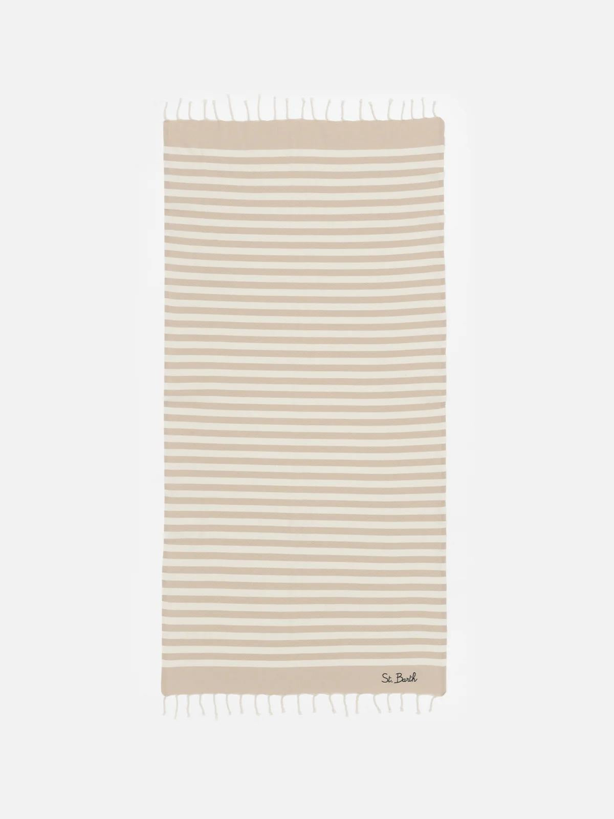 Telo mare Foutas a righe beige e bianche FOUT01202753L FOUT012 02753L MC2 SAINT BARTH 