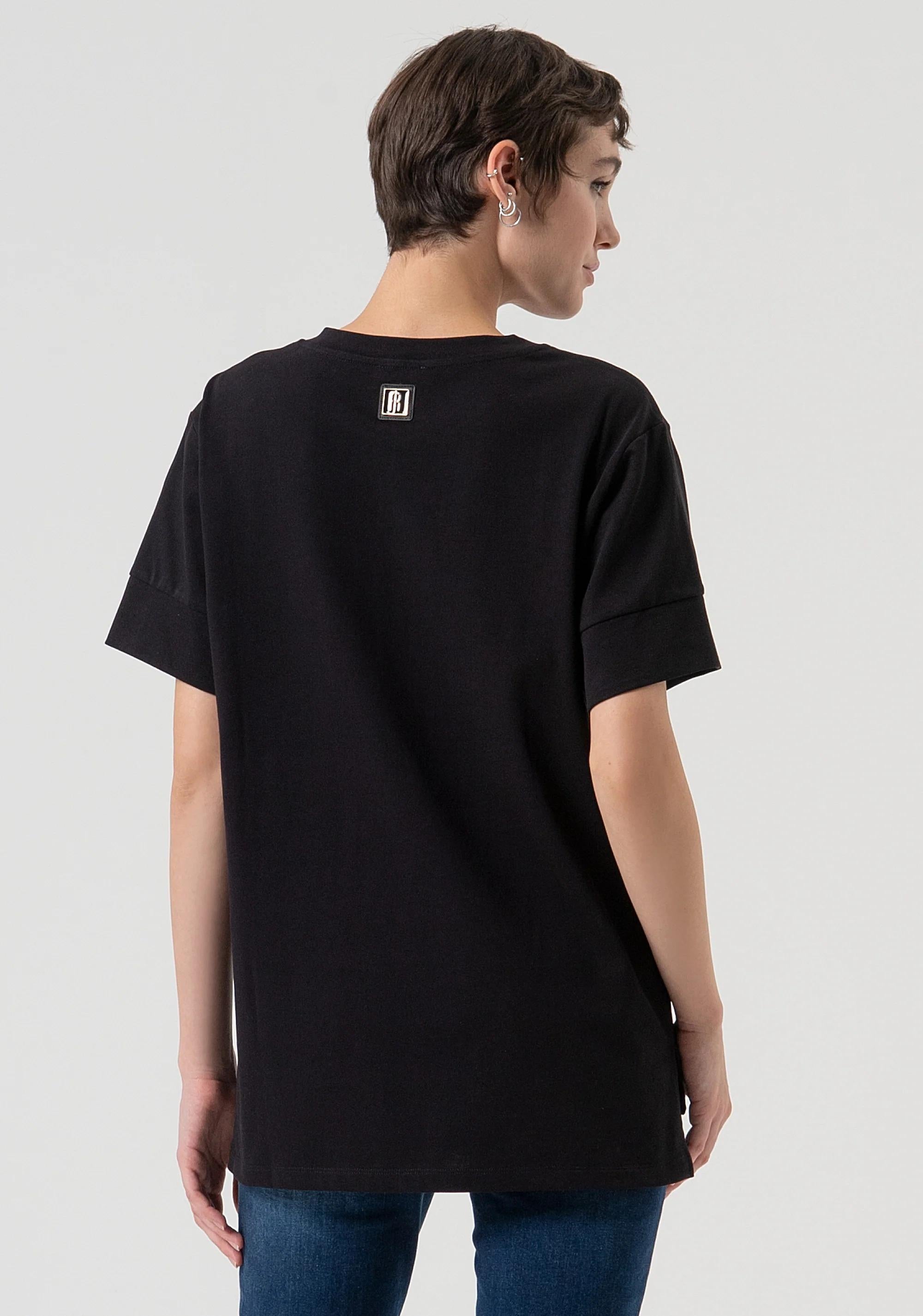 Fracomina T-shirt loose fit in cotone black FP25WT3057J40101 053 FRACOMINA 