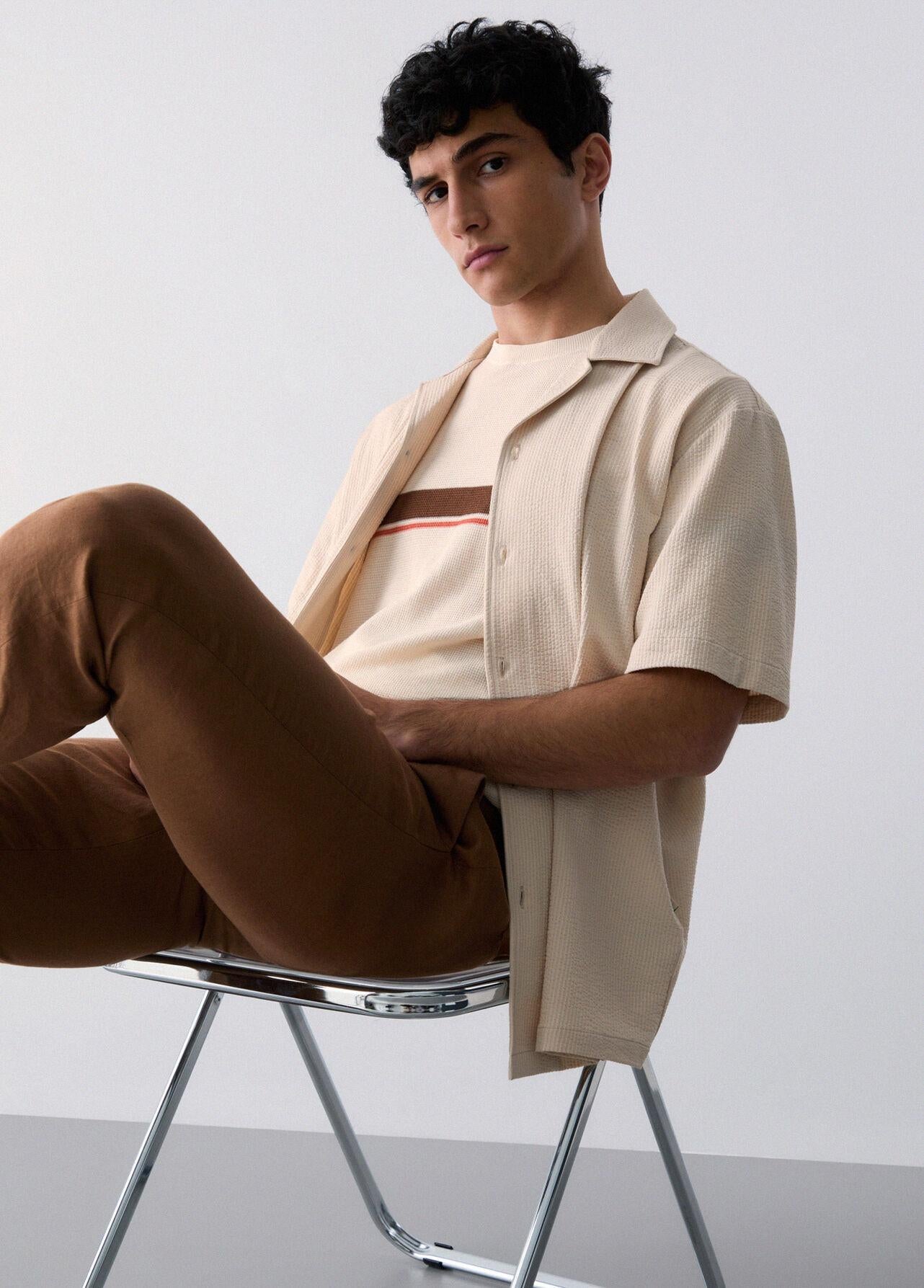 Liu-jo Camicia in seersucker beige QA6268T452A 20601 LIU-JO 