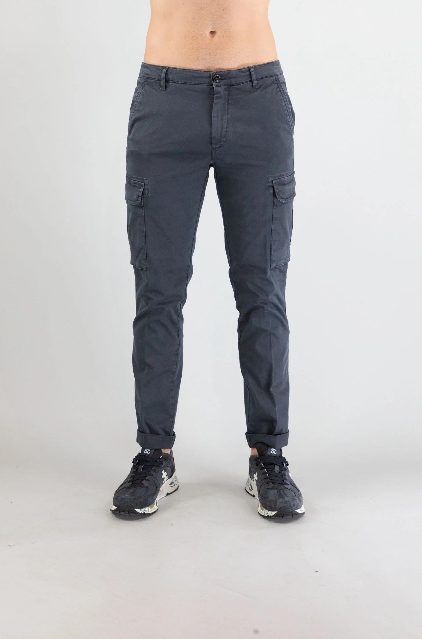 Pantalone Cargo 40weft Blu Slavato da Uomo aiko 2374 AIKO_2374 W1909 40WEFT 