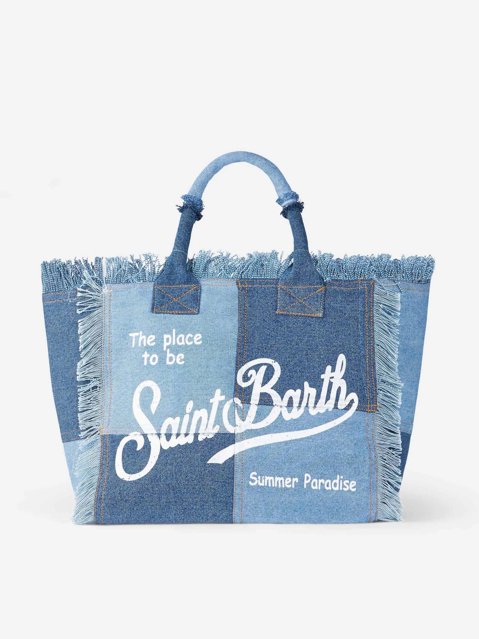 Borsa a spalla Vanity in canvas di cotone denim patchwork VANI001 00402L MC2 SAINT BARTH 