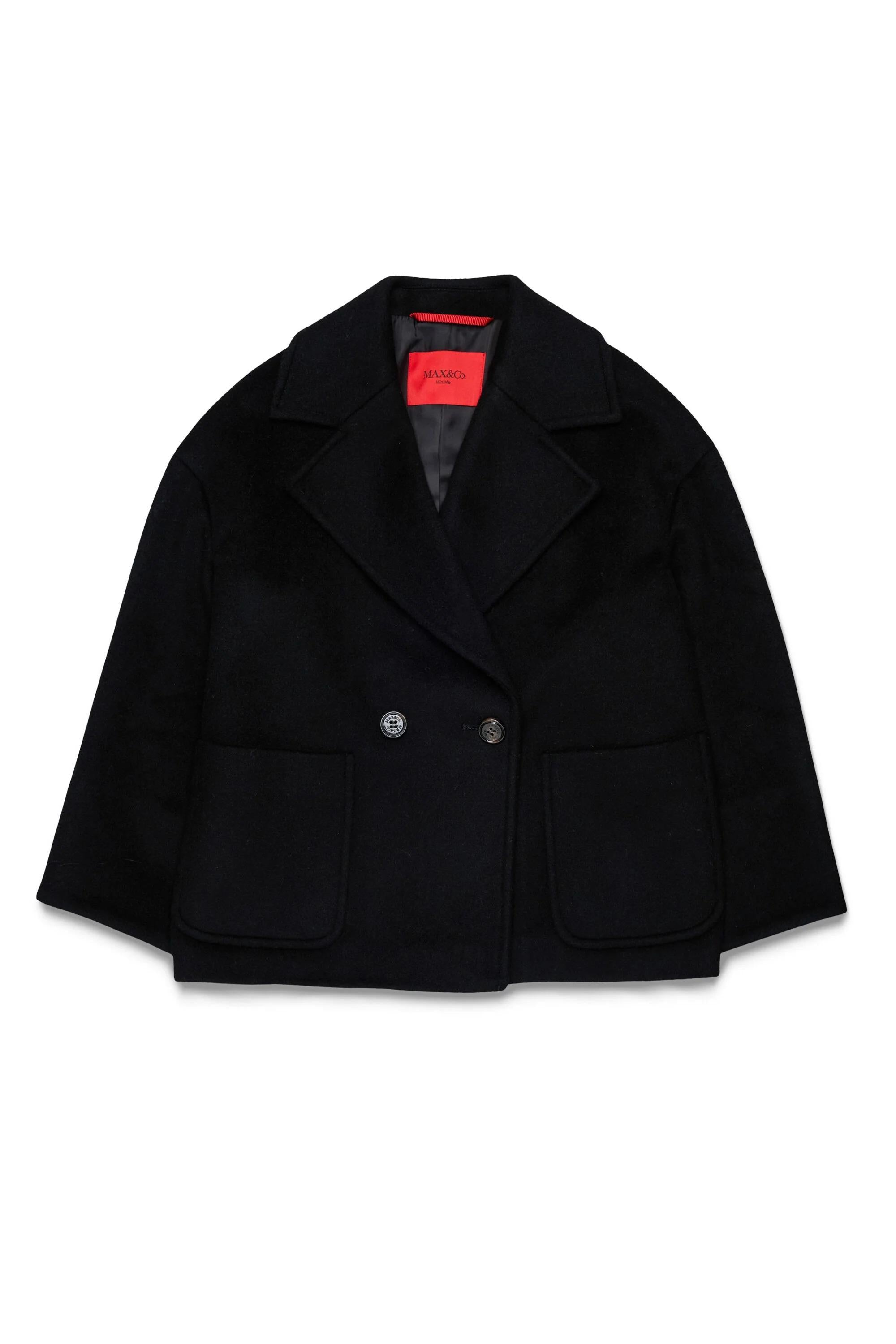 MAX&Co.<BR/>Cappotto caban doppiopetto in lana rasata nero MX0229-MX052 MX900 MAX&CO KID 