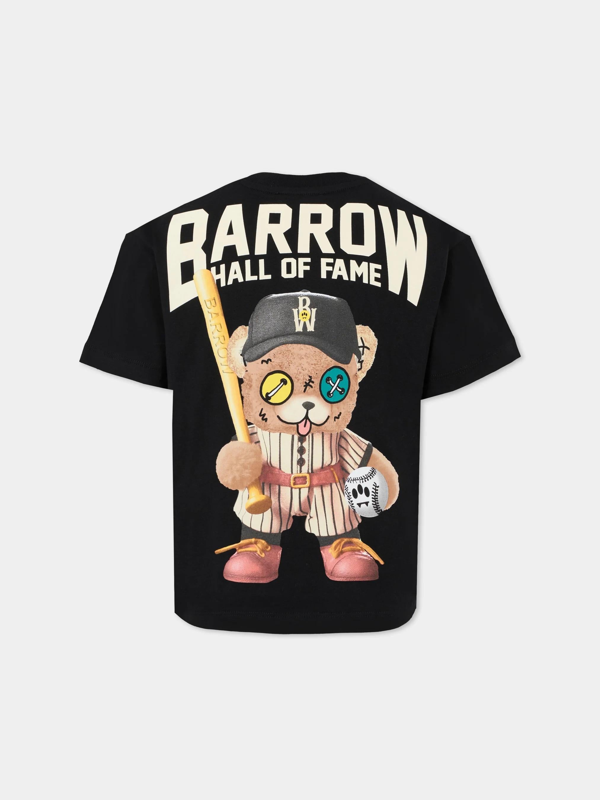 Barrow T-shirt nera per bambini con stampa Bear Baseball F5BKJUTH083 110 BARROW 