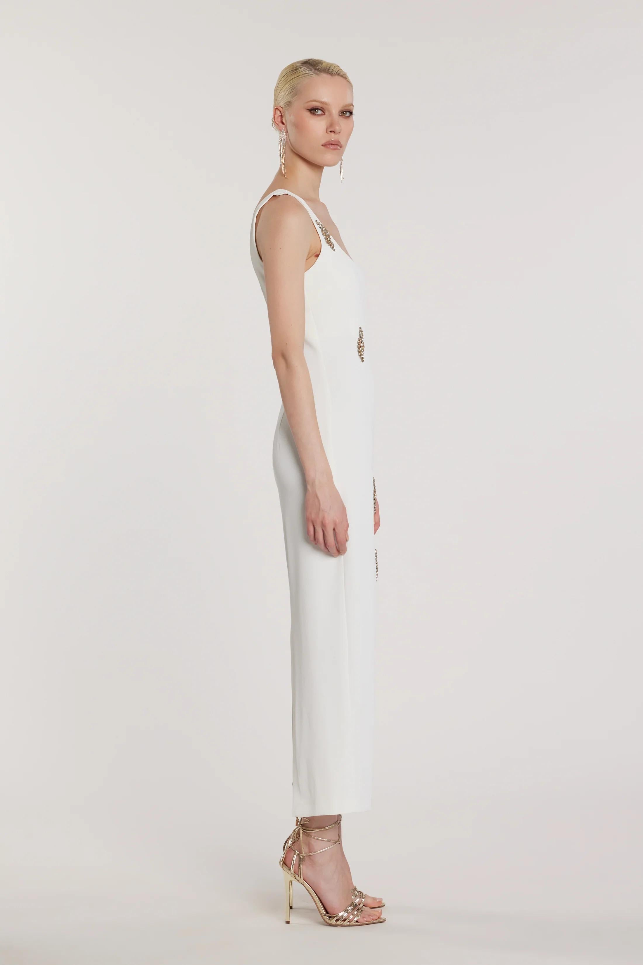 RELISH Abito ANGIOLINI senza maniche lungo con applicazioni strass MILK RCP2609006012 1101 RELISH 