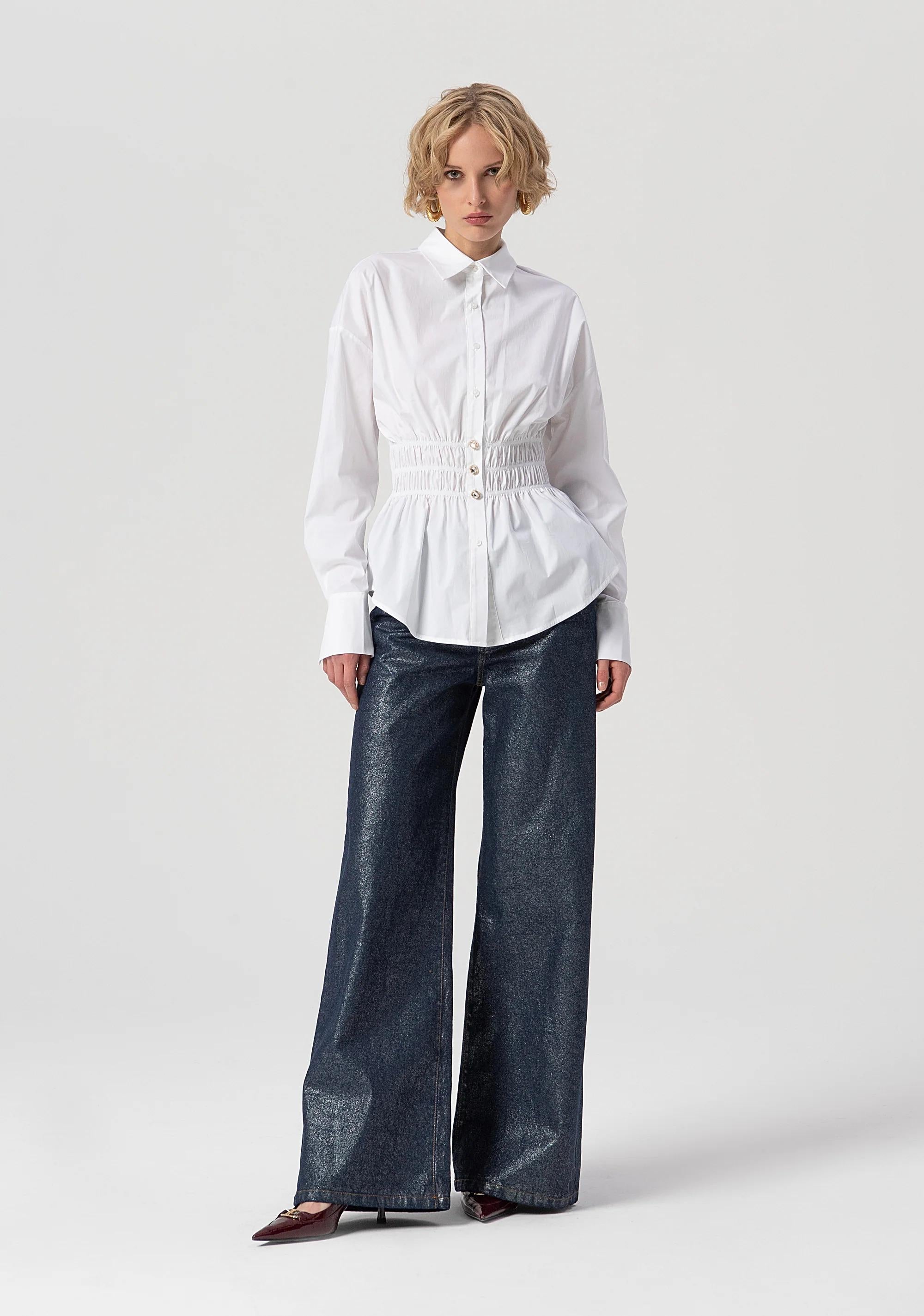 Fracomina Camicia regular in popeline stretch white FS25WT6008W52001 278 FRACOMINA 