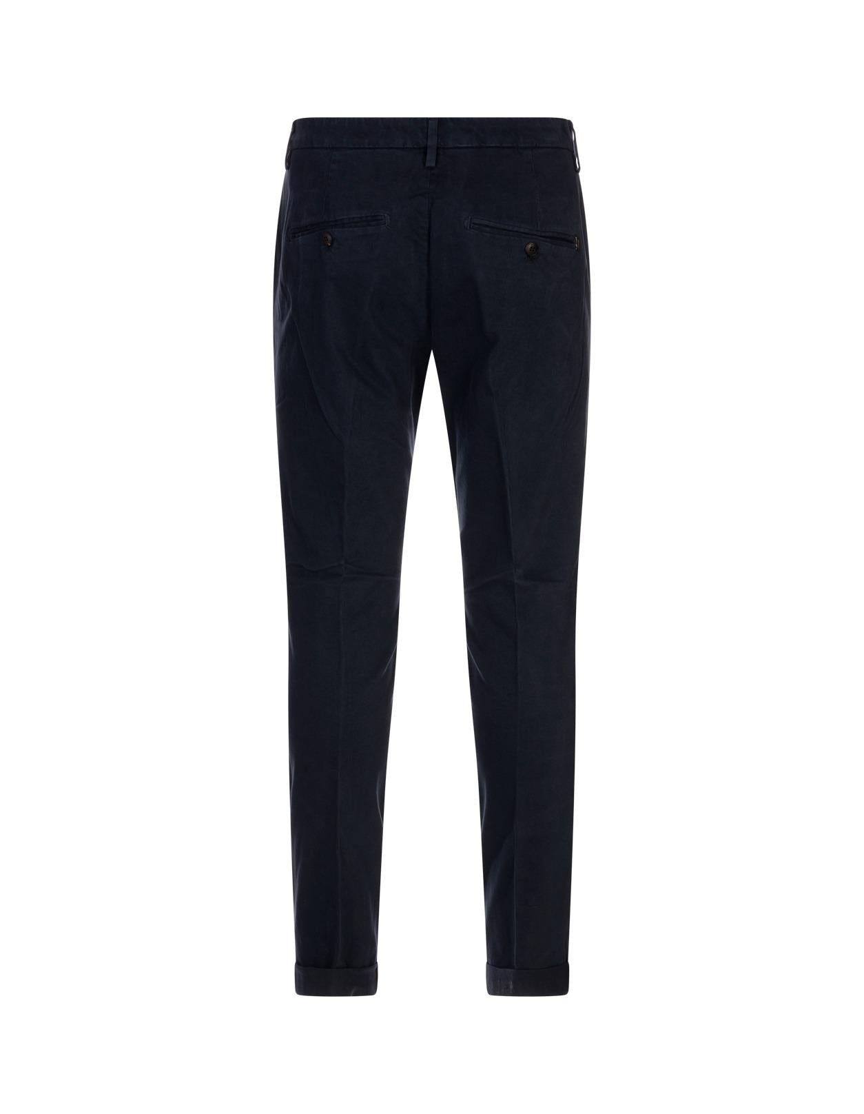 Pantaloni Gaubert Slim In Gabardina Stretch Blu Scuro UP235-GSE043U-PTD 899 DONDUP 