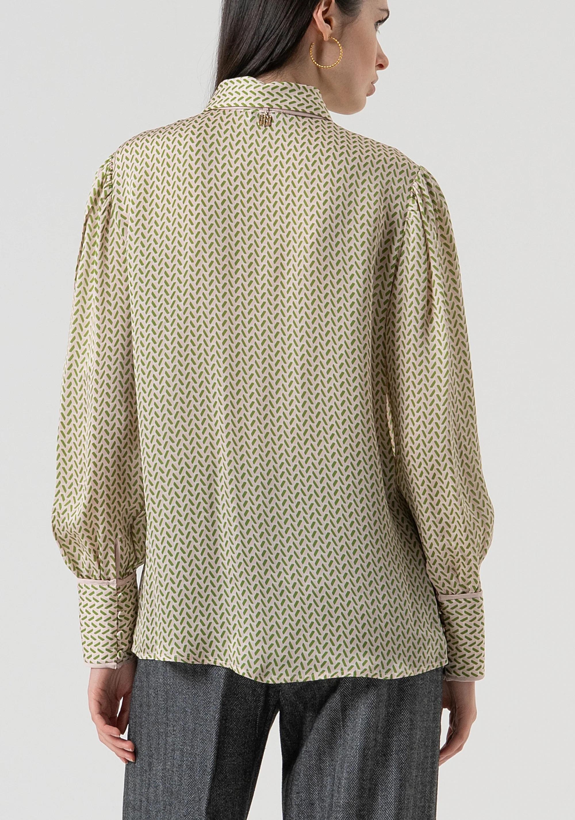 Fracomina Camicia regular in fantasia geometrica con seta power olive FR25WT6019W807K1 T58 FRACOMINA 