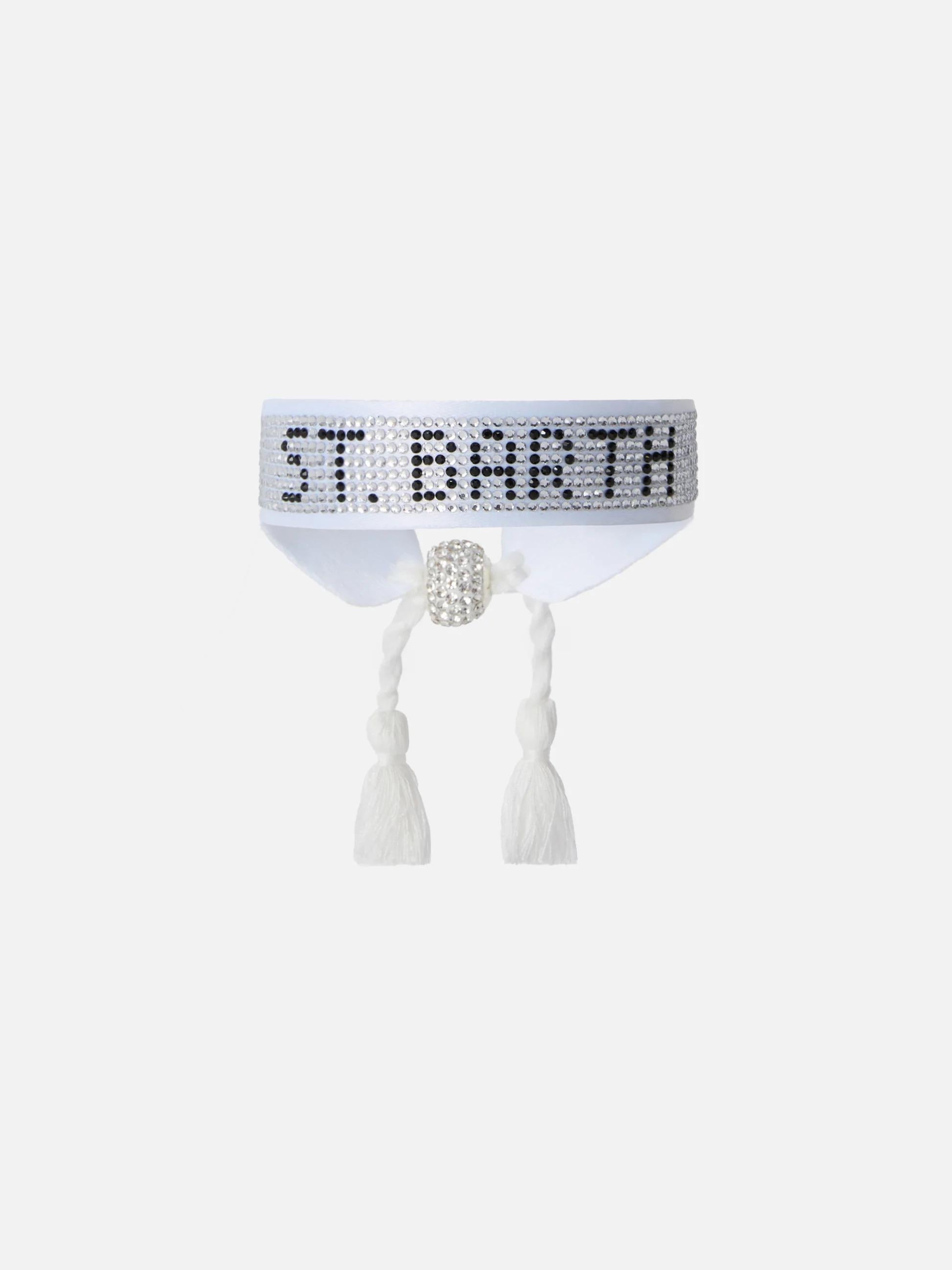 Bracciale in tessuto con lettering St. Barth in perline bianche STBRACE 02825L MC2 SAINT BARTH 