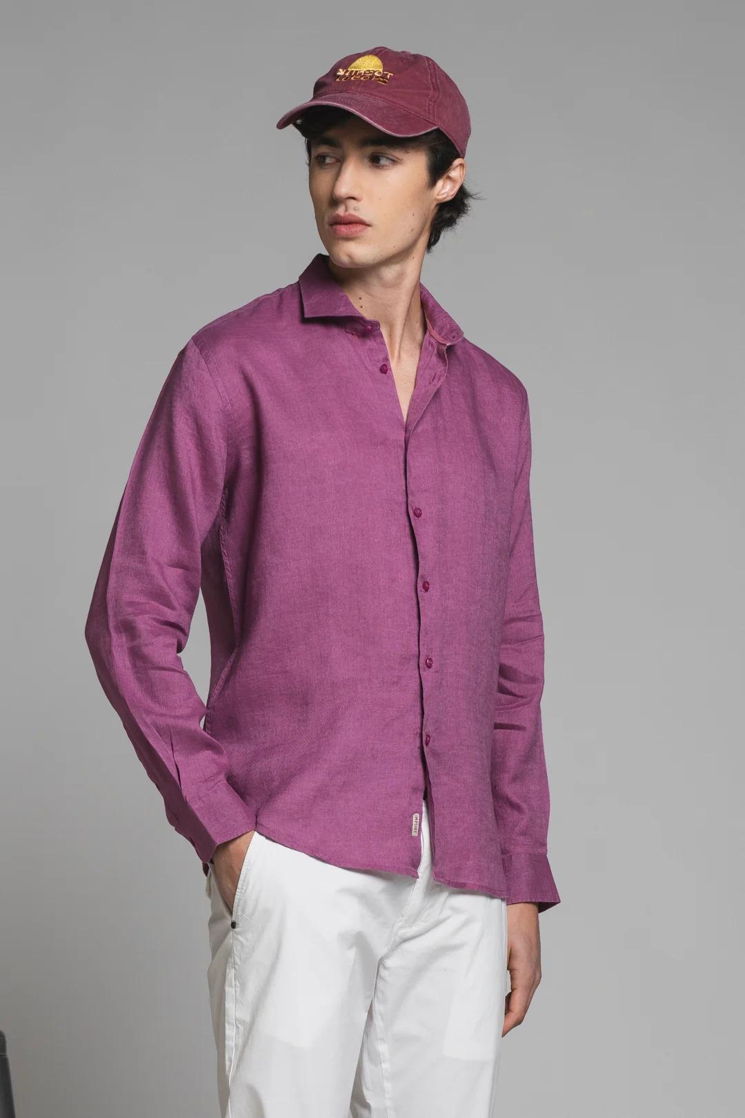 RILEY SHIRT COLLAR FRENCH IN 100% LINEN DARK ONION IM26SSSM-RILEY-LIN 256 IMPURE 