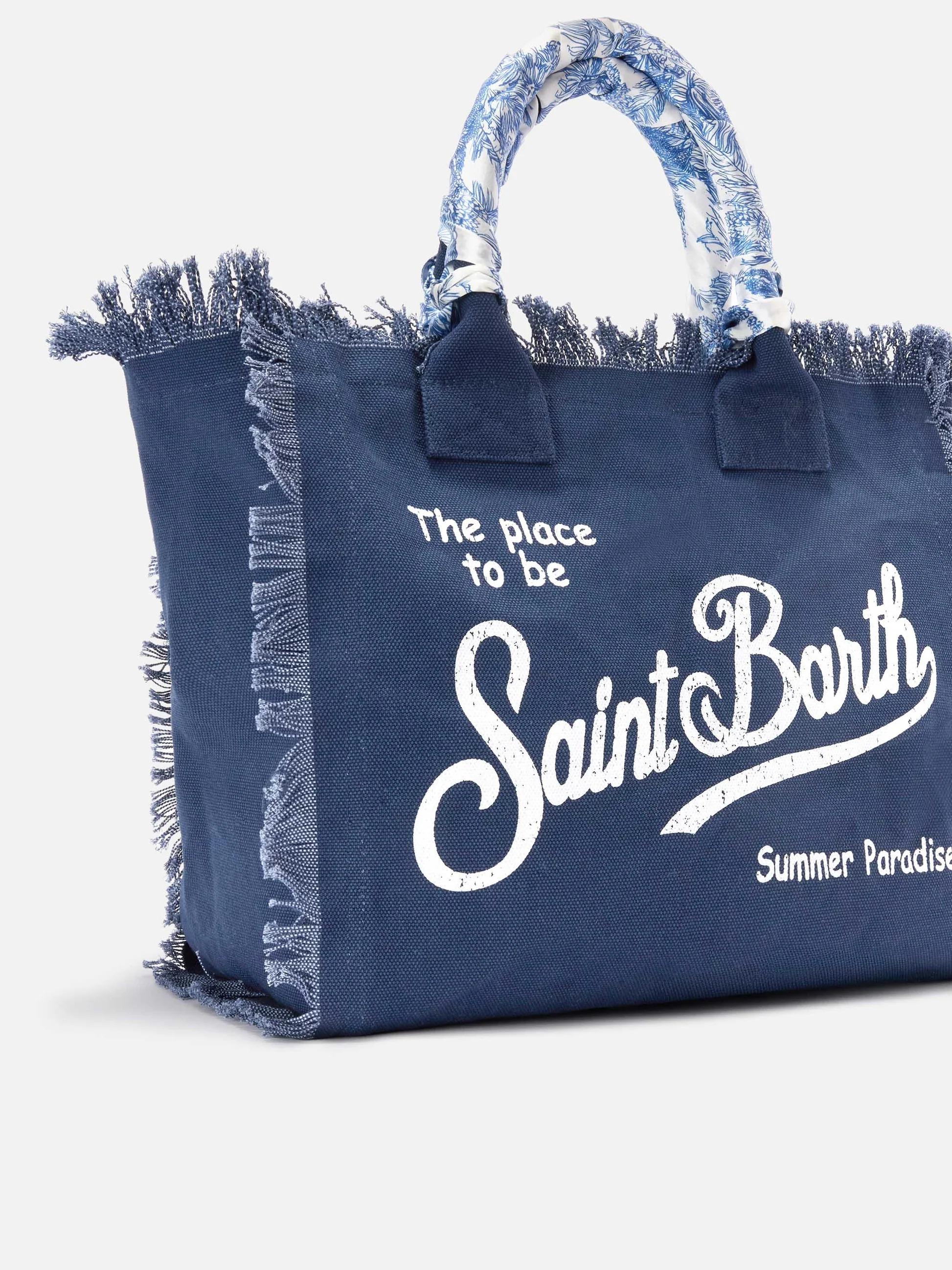 Borsa Vanity regular in canvas blu con twill removibile VANI045 09850L MC2 SAINT BARTH 
