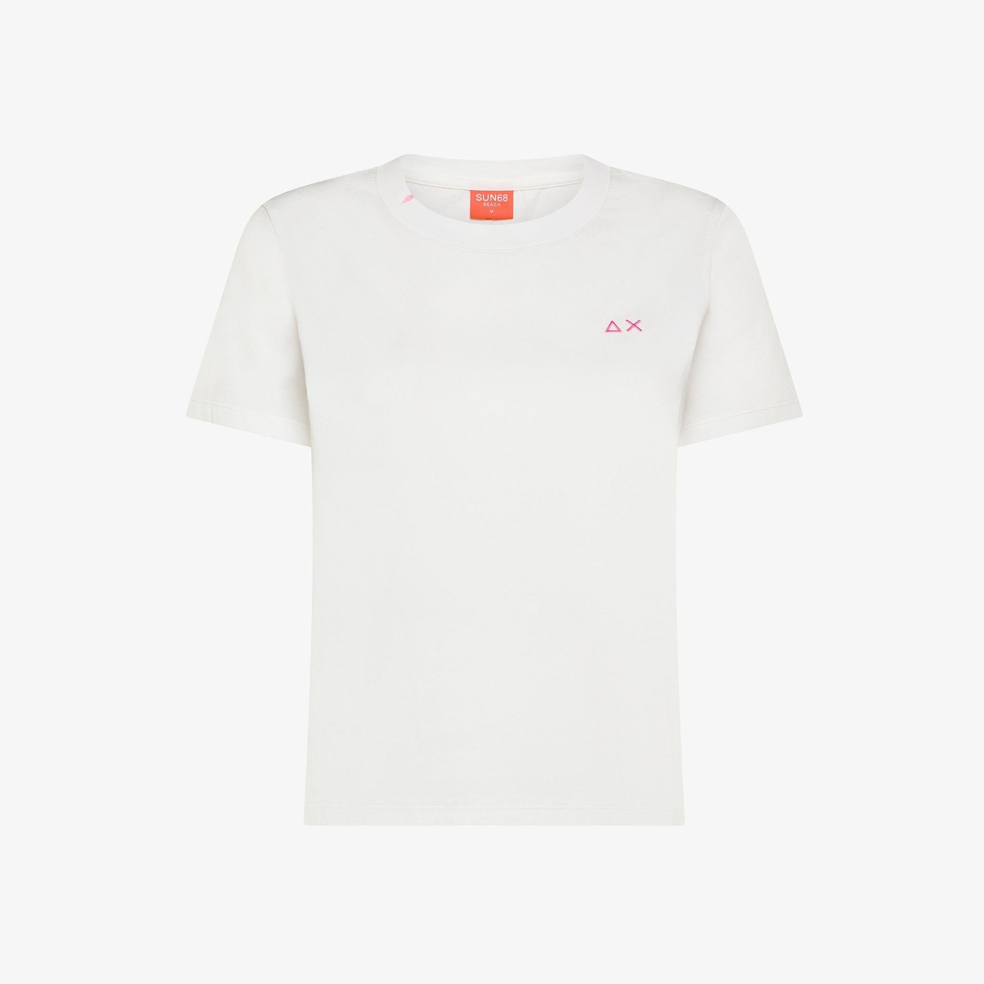T-shirt in jersey di cotone bianco panna T36240 31 SUN 68 