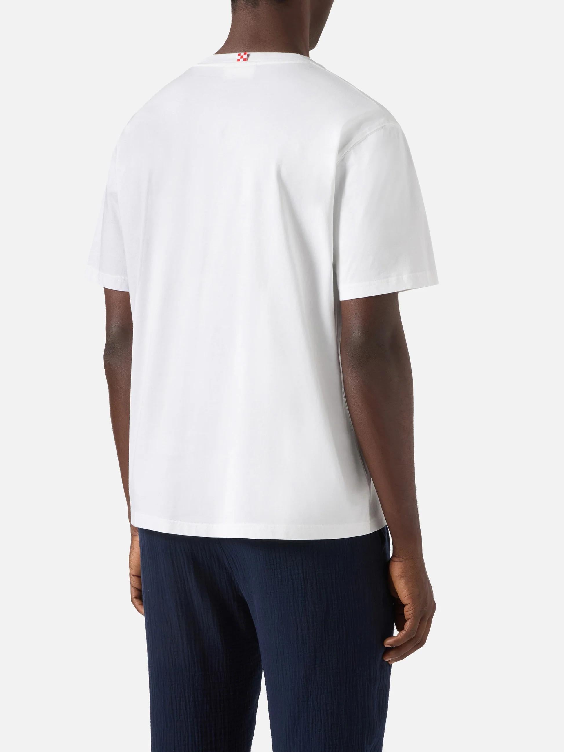 T-shirt Portofino bianca con ricamo Tu Vuò Fà L'americano POT0001 04410L MC2 SAINT BARTH 