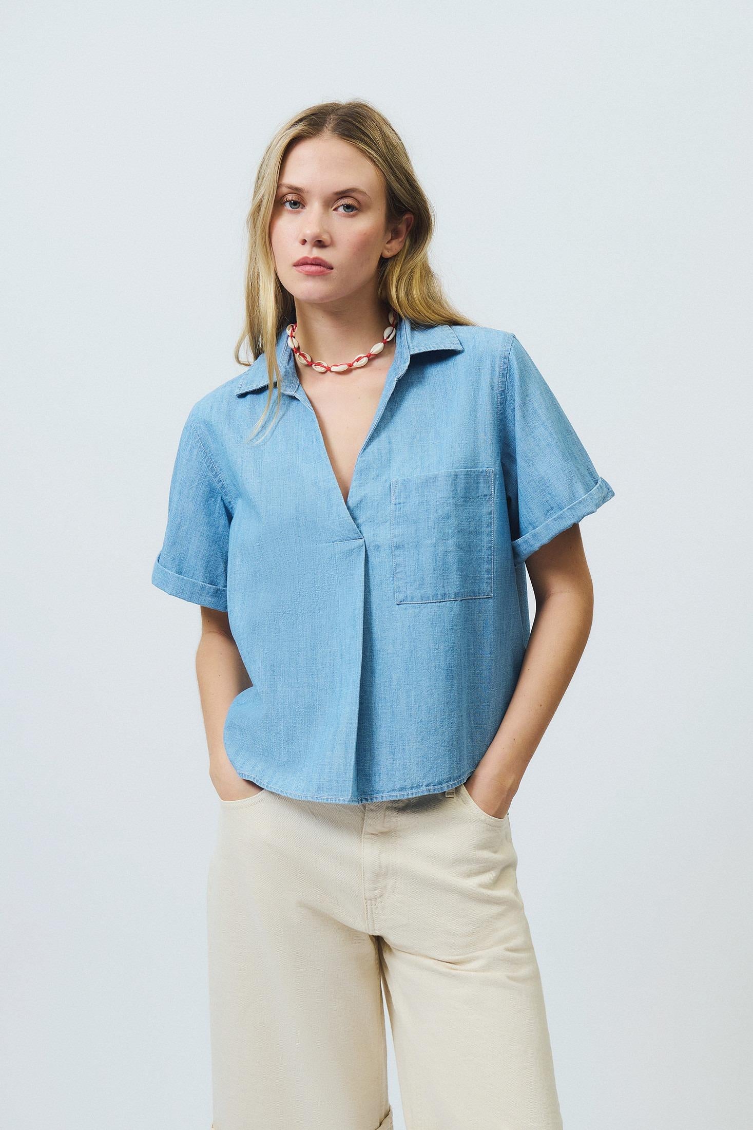 CAMICIA ROY ROGER'S REPUBLIC IN CHAMBRAY BLEACH RND92294CQ310102 C0090 ROY ROGER'S 