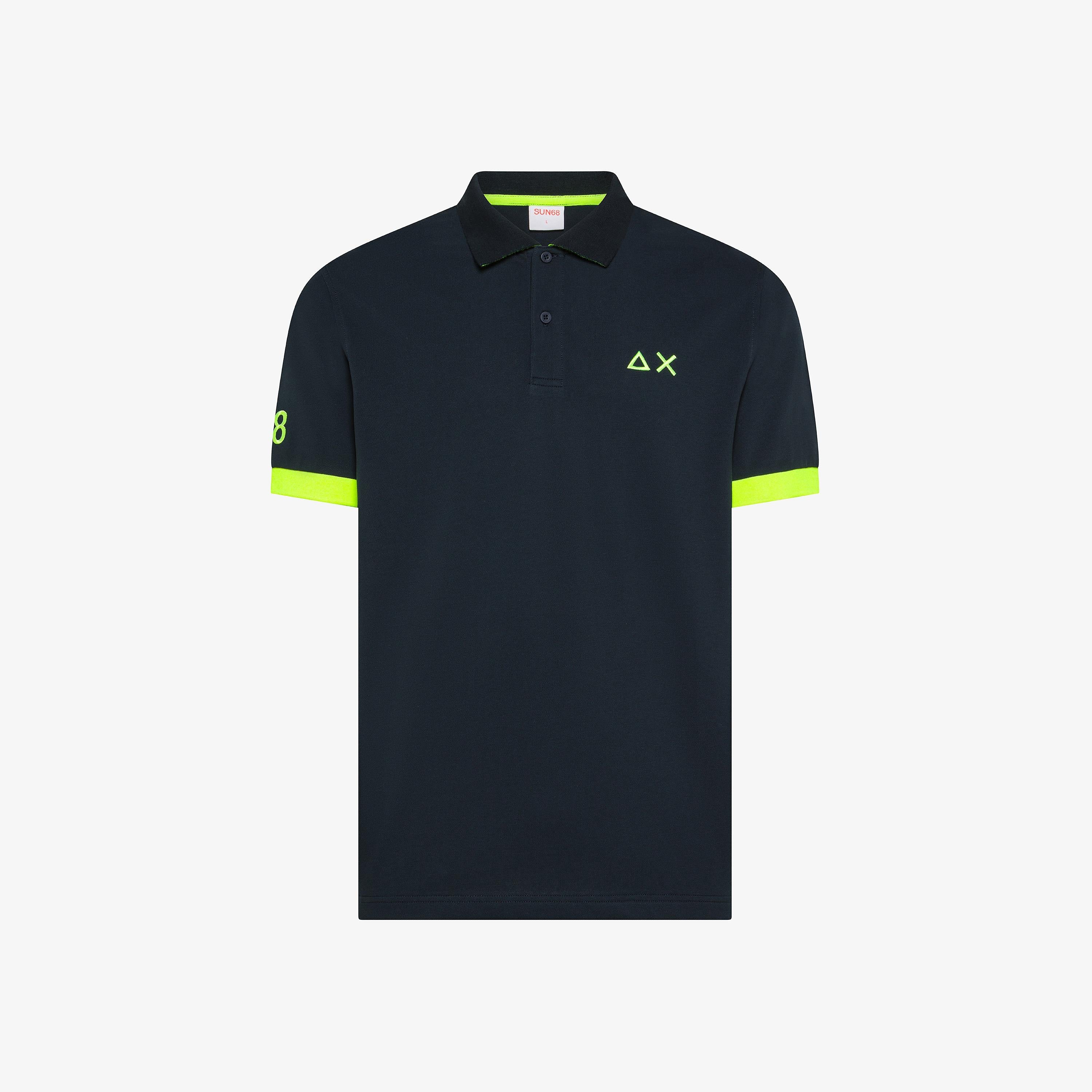SUN68 Polo big logo fluo Navy Blue A36121 07 SUN 68 
