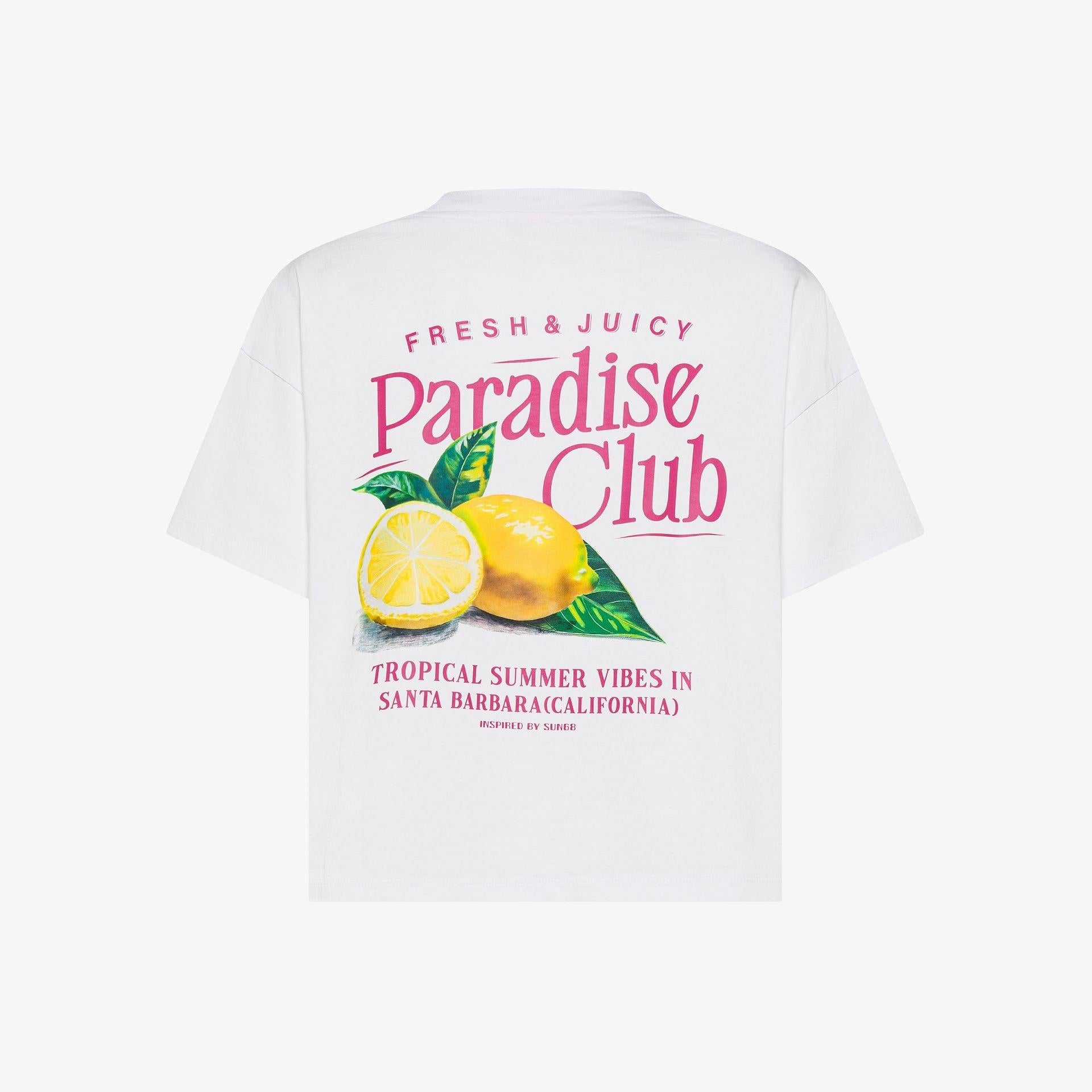 T-shirt in jersey di cotone bianco/fucsia T36242 0120 SUN 68 