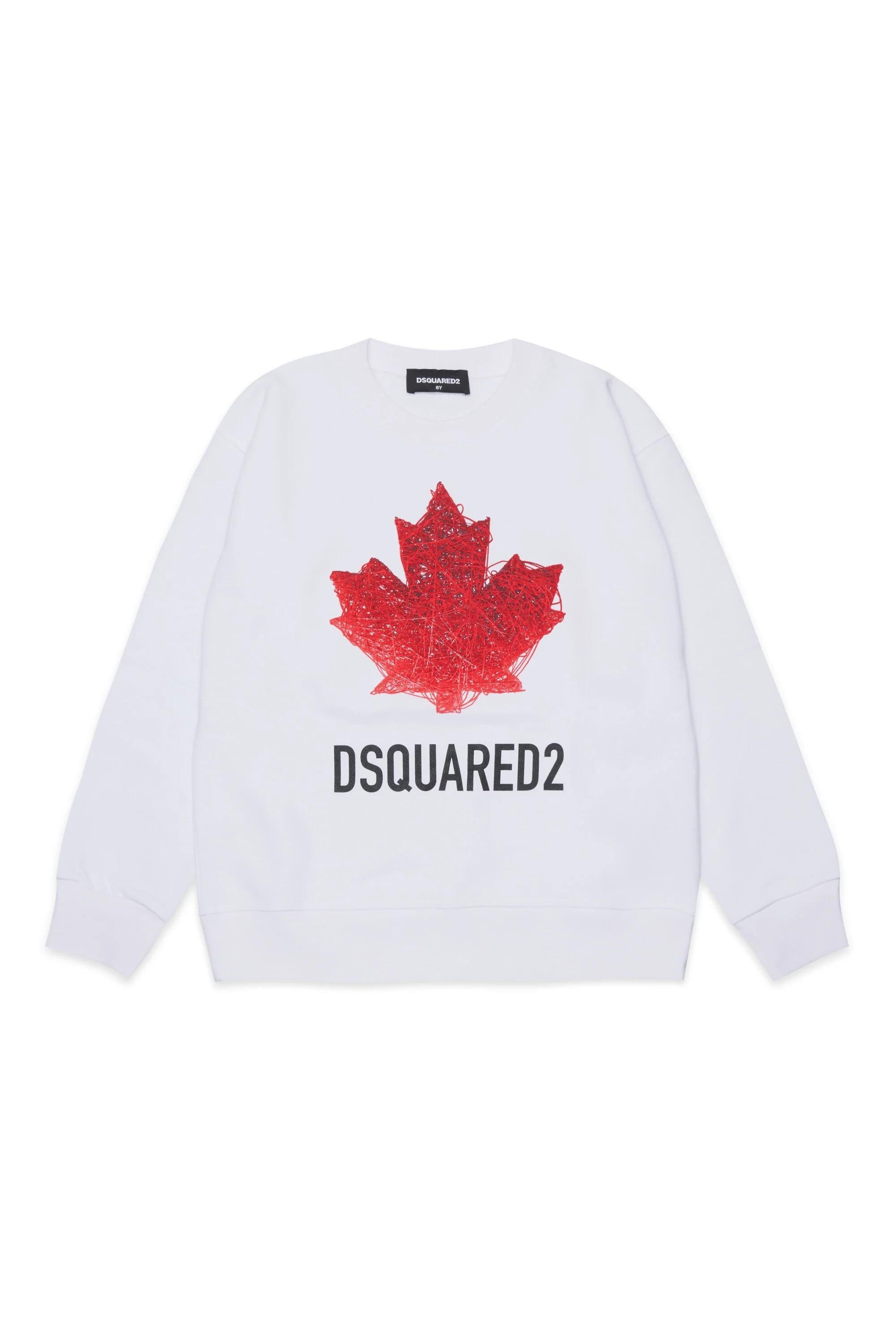 DSQUARED2<BR/>Felpa girocollo con logo bianca DQ31932-D0AGW DQ100 DSQUARED KID 
