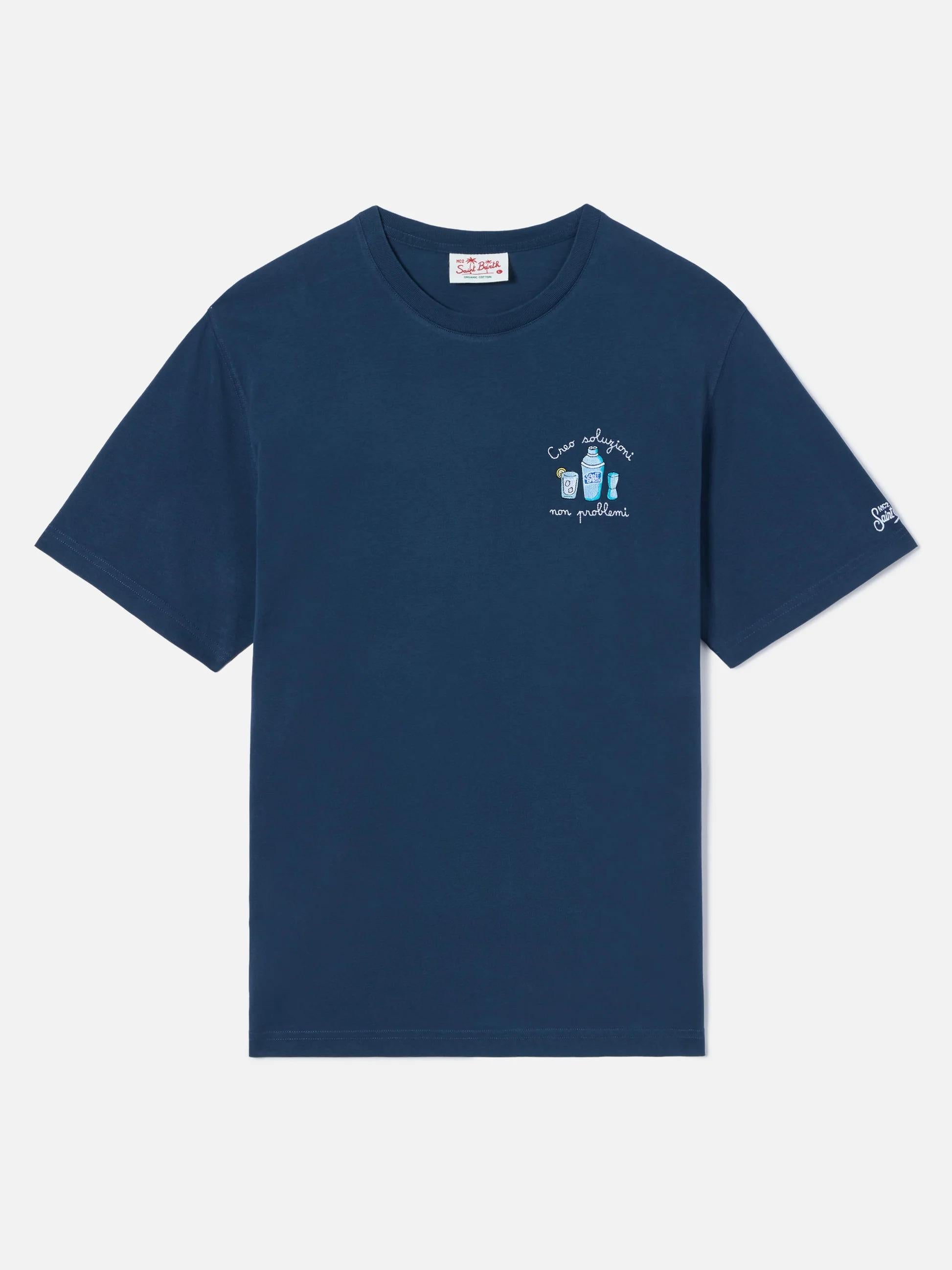 T-shirt Portofino blu con ricamo Creo Soluzioni Non Problemi POT0001 04333L MC2 SAINT BARTH 