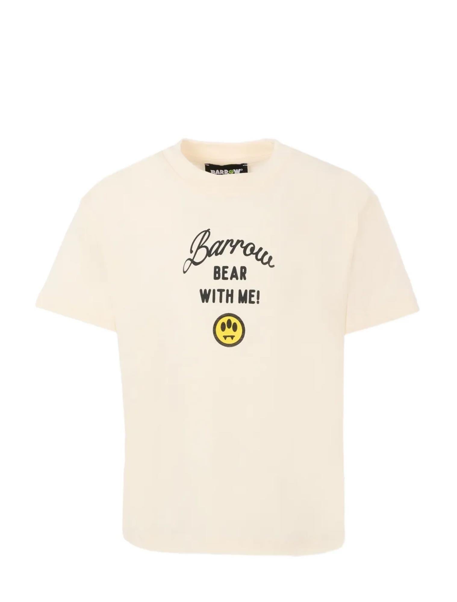 Barrow T-shirt avorio per bambina con orso e perle crema F5BKJGTH133 013 BARROW 