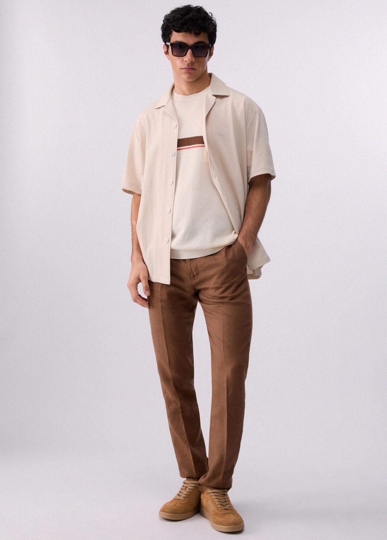 Liu-jo Camicia in seersucker beige QA6268T452A 20601 LIU-JO 