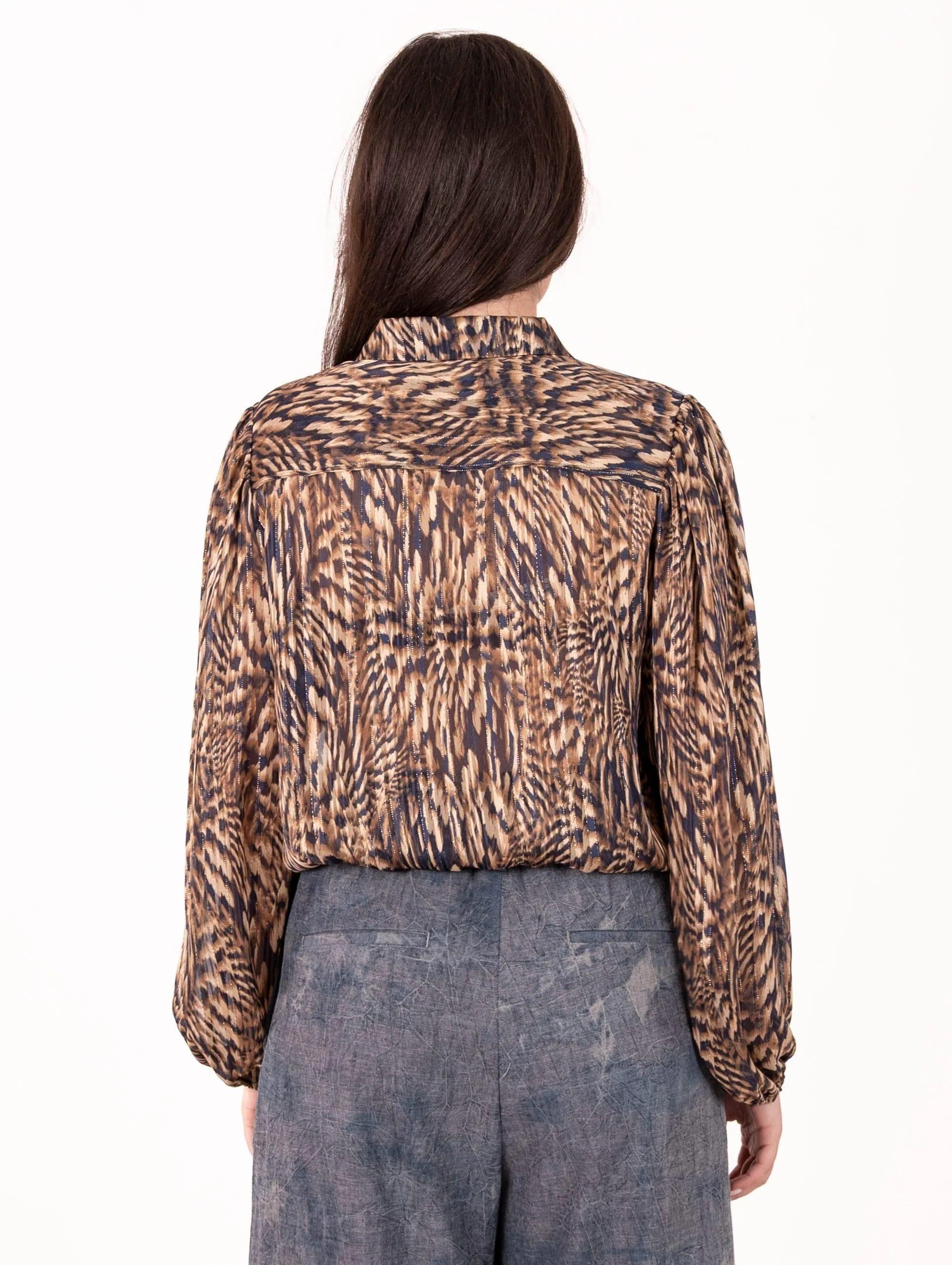 Camicia Traffic People Maku Lurex Blu ALB12599 008 TRAFFIC PEOPLE 