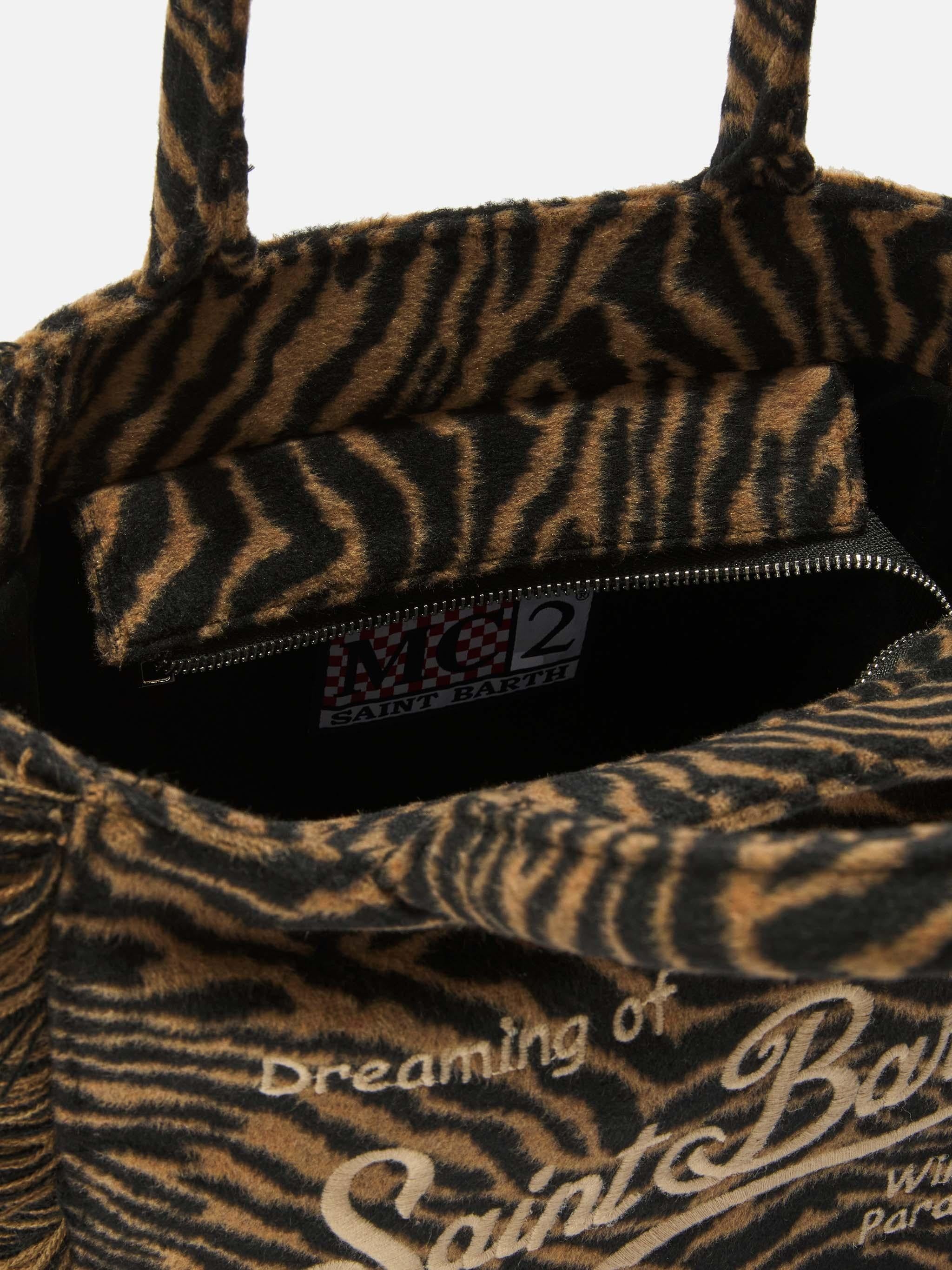 Borsa a mano Colette Felt in misto lana zebrata COL0037 01322I MC2 SAINT BARTH 
