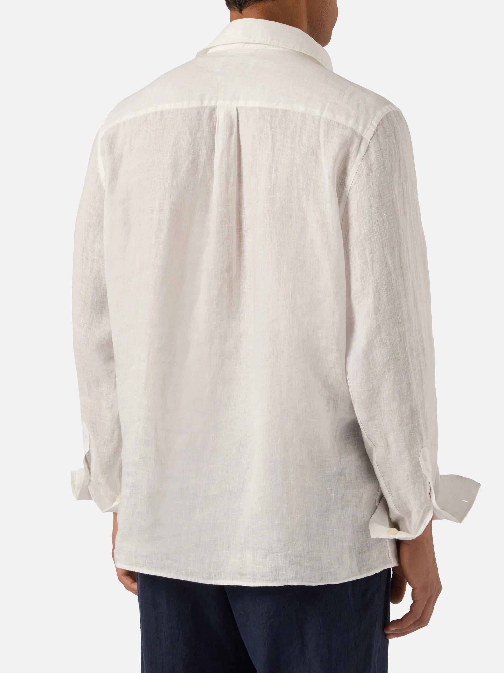 Polo Raphael a maniche lunghe in lino bianco RPA000101457L RPA0001 01457L MC2 SAINT BARTH 