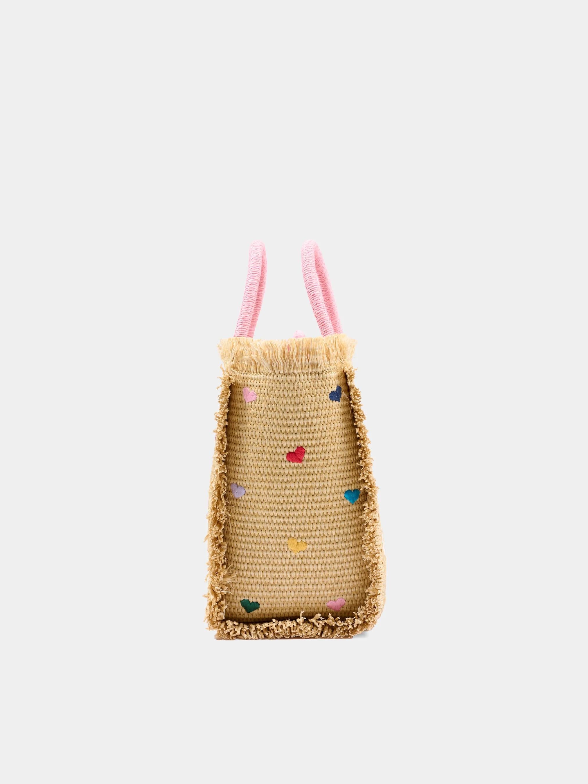 Mc2 Saint Barth<BR/>Borsa mare beige Colette Straw con cuori COL0017 00344L MC2 SAINT BARTH 