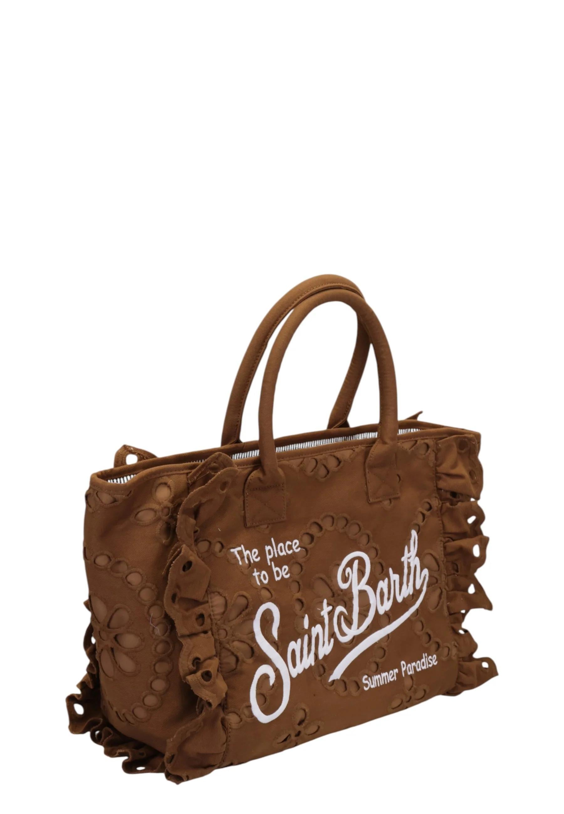 Mc2 Saint Barth - Borsa Mare Vanity Volant N Marrone 09058l Sangallo 19 Emb VANI0029 09058L MC2 SAINT BARTH 