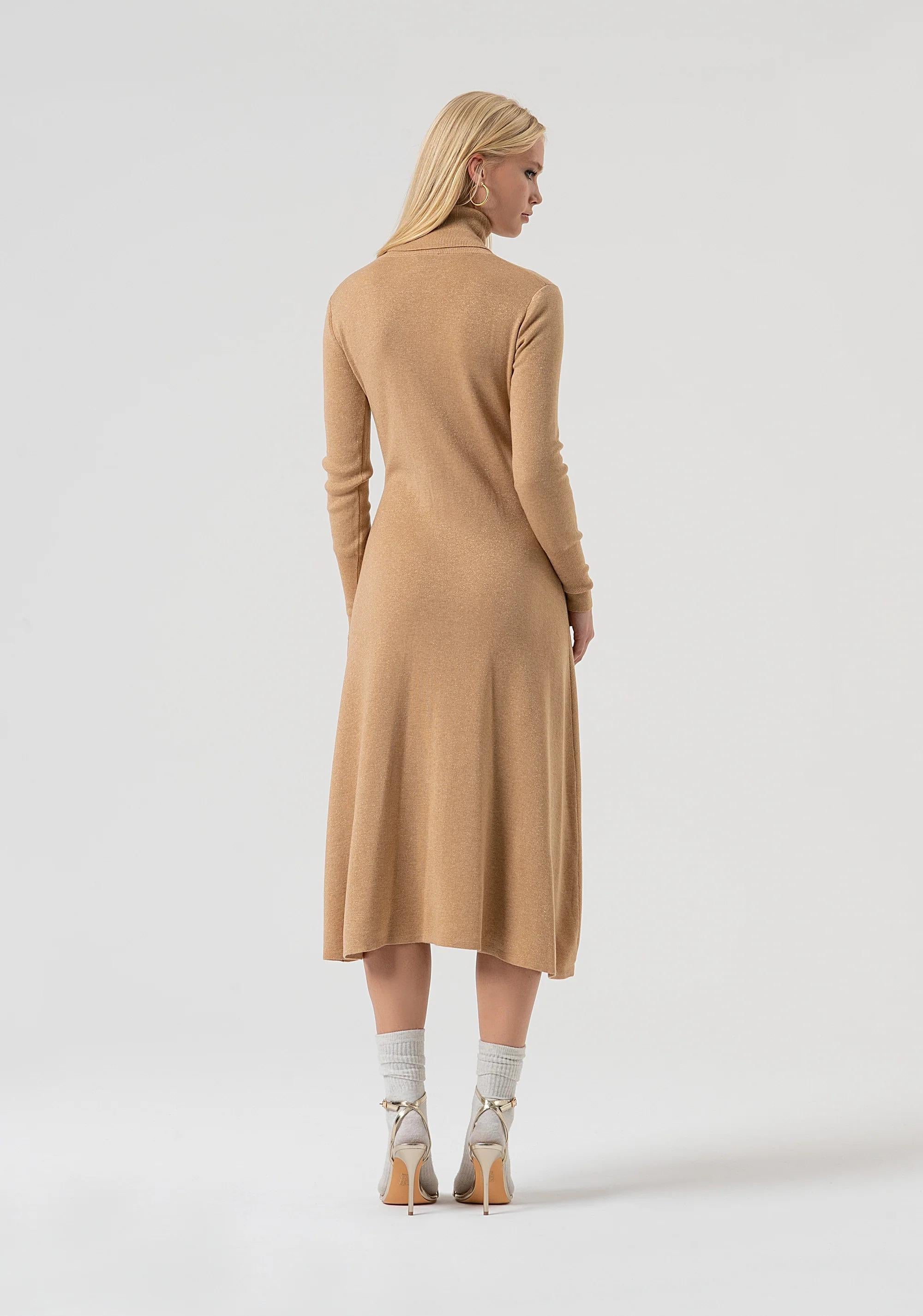 Abito flare midi in maglia con lana e lurex biscuit FR25WD5004K459Q7 S81 FRACOMINA 