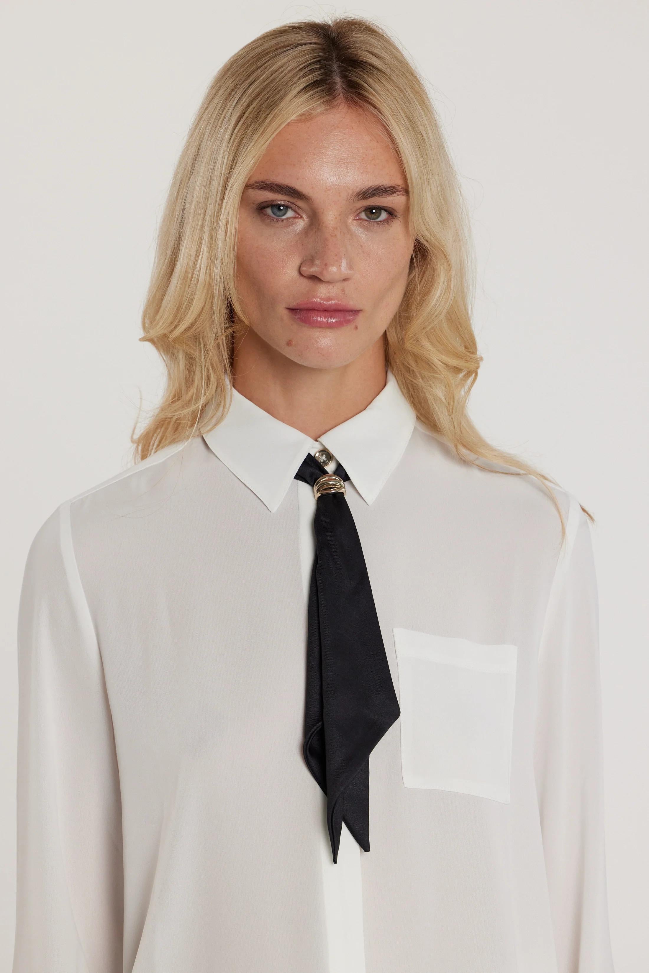 RELISH Camicia ROMY maniche lunghe con tasca più cravatta con anello logo MILK RDP26003009026 1101 RELISH 