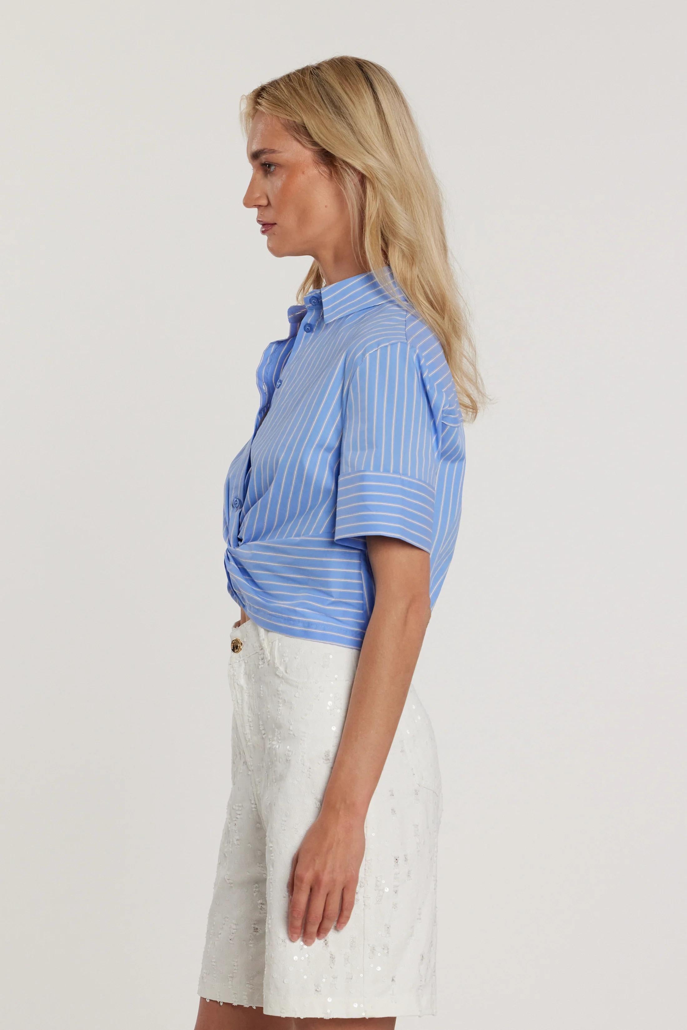 RELISH Blusa BUTTERFLY corta maniche corte con elastico più nodo sul fondo righe RDP2603056055 1747 RELISH 