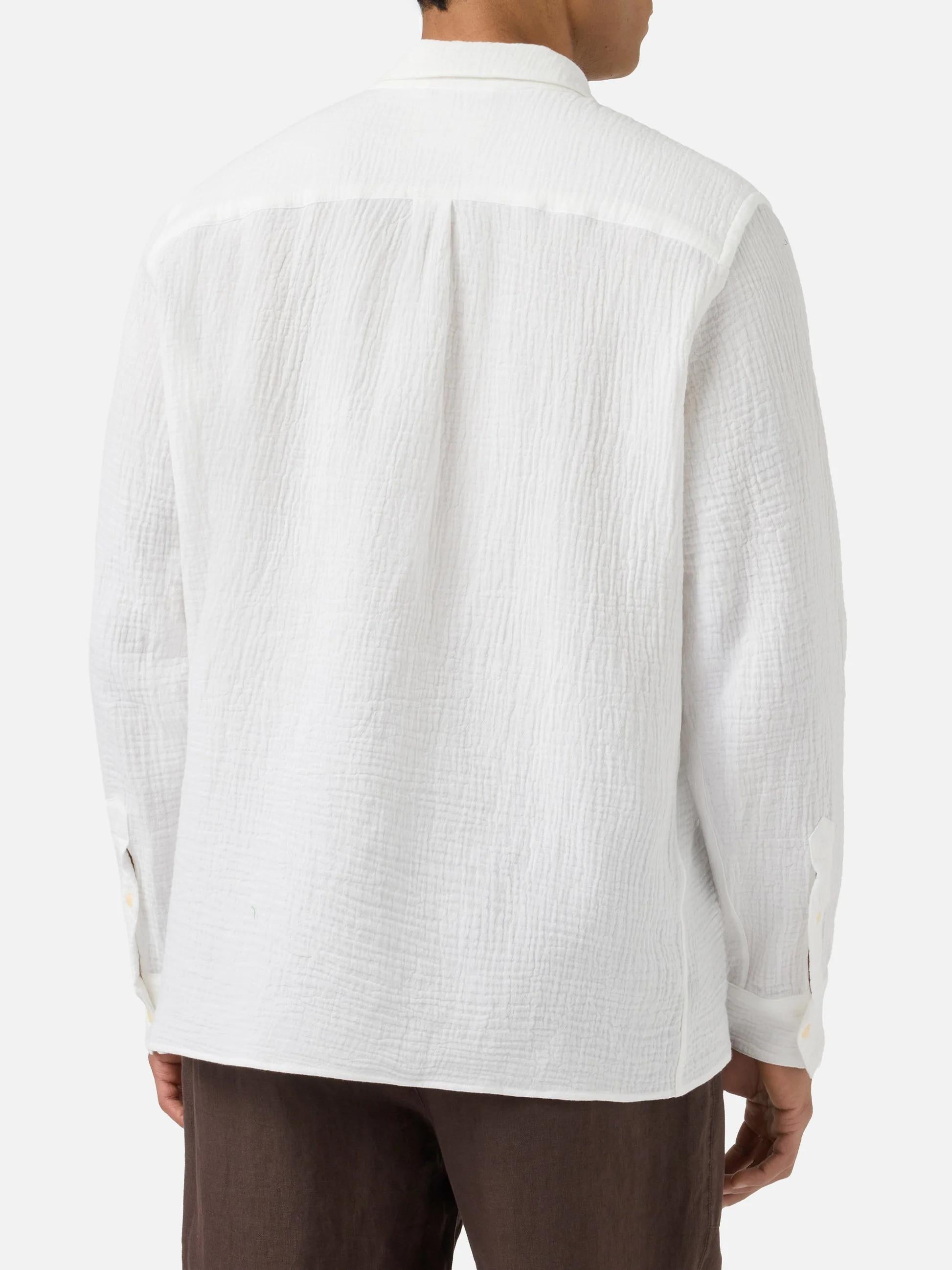 Polo Ventotene bianco a maniche lunghe in cotone waffle VNT0001 080039L MC2 SAINT BARTH 