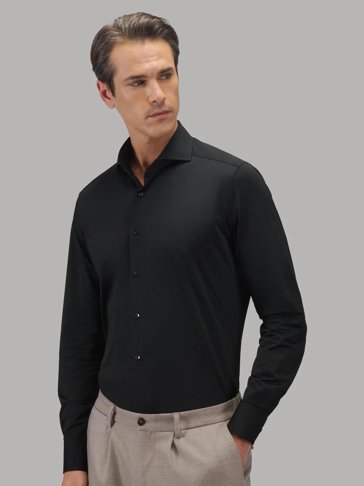 XACUS ACTIVE<BR/>Camicia Collo Francese Tinta Unita Twill Nero 558619-11460 004 XACUS 