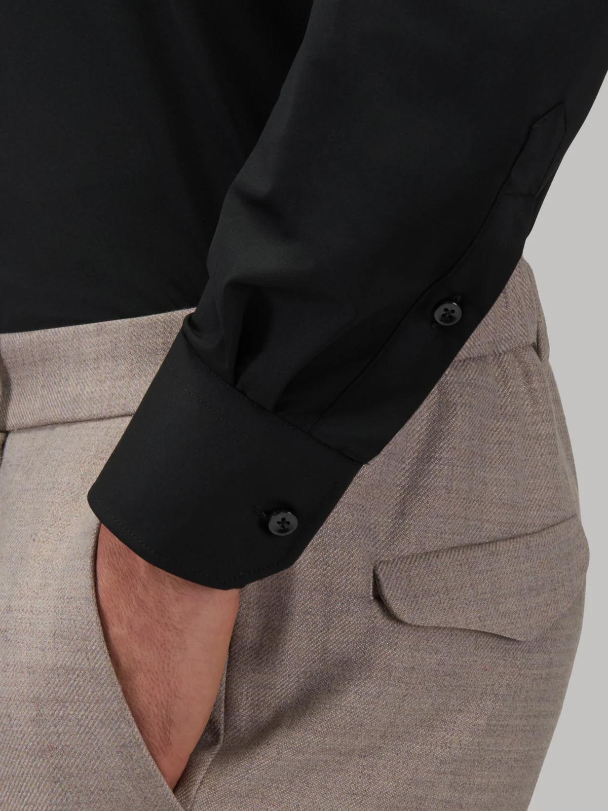 XACUS ACTIVE<BR/>Camicia Collo Francese Tinta Unita Twill Nero 558619-11460 004 XACUS 