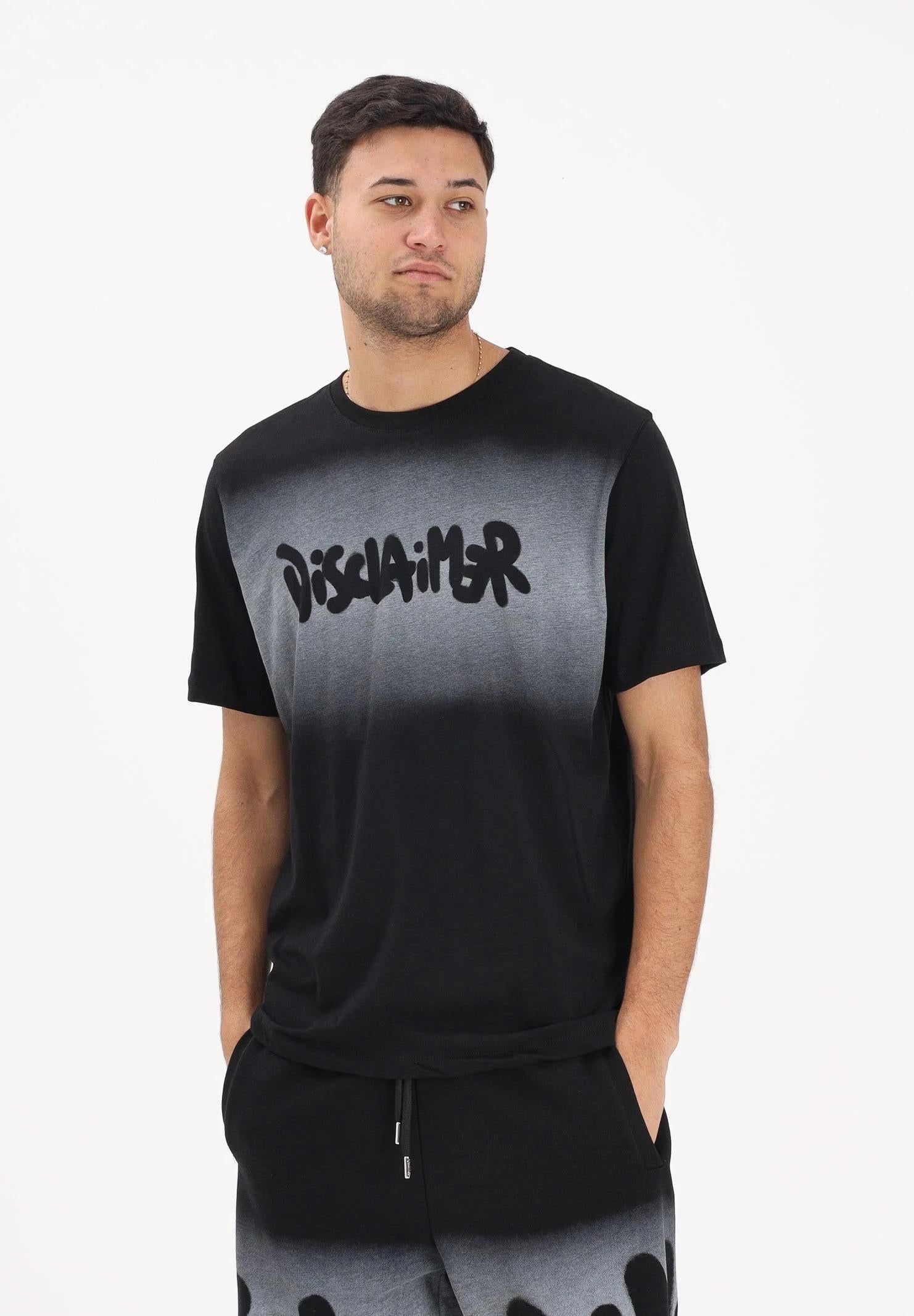 DISCLAIMER T-shirt a manica corta nera da uomo con stampa logo in stile graffiti 26EDS55419 NERO DISCLAIMER 