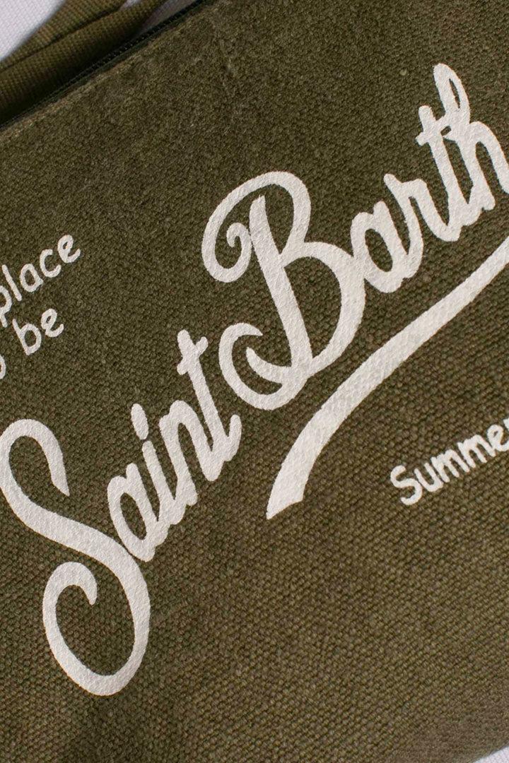 Pochette Aline in lino military con stampa Saint Barth ALI0004 01189H MC2 SAINT BARTH 