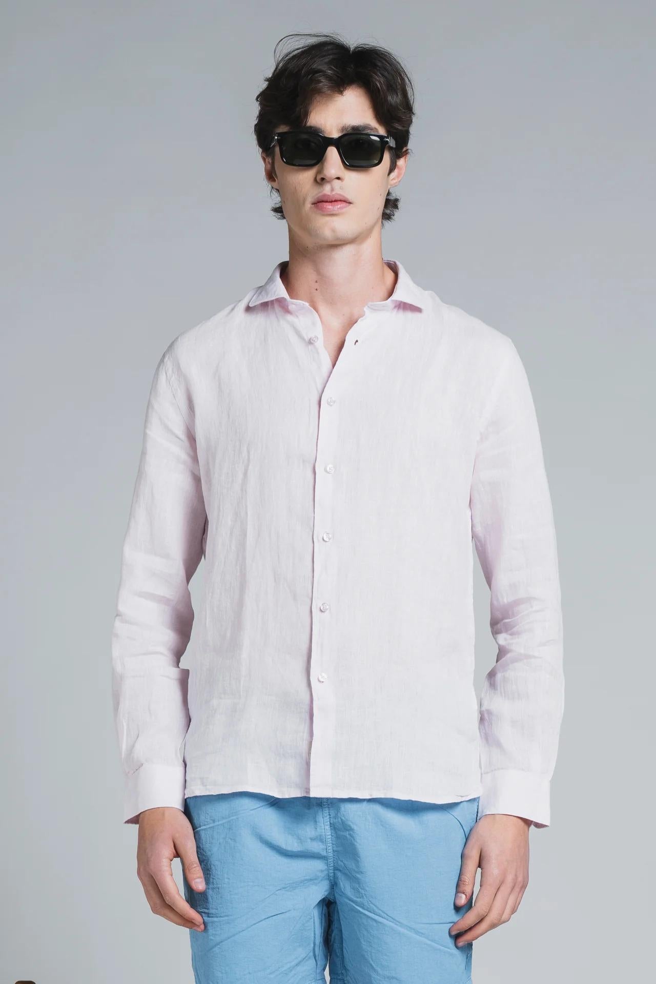 RILEY SHIRT COLLAR FRENCH IN 100% LINEN PINK IM26SSSM-RILEY-LIN C75 IMPURE 