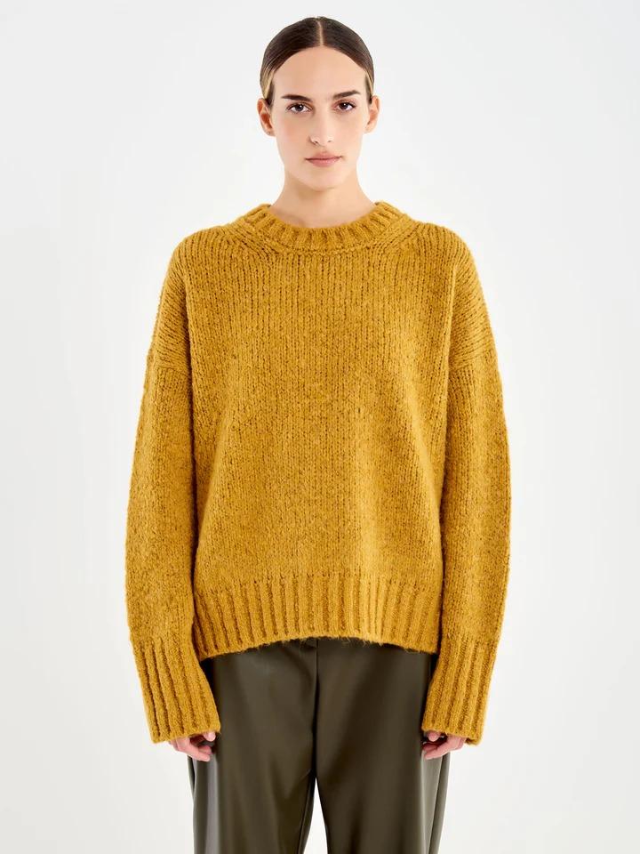 VICOLO Pull Girocollo con Fondo sfalsato GIALLO OCRA 33057F GIALLO VICOLO 